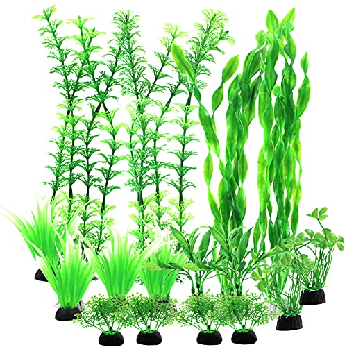 DanziX Lot de 16 plantes aquatiques artificielles en plastique pour aquarium, décoration de la maison et du bureau, 4 à 30 cm Cover