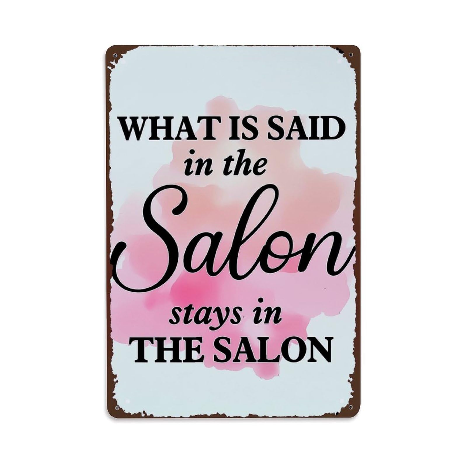 Jdfenggu Vintage What Is Said In Salon Stays Retro Metal Tin Sign, Metal Poster For Bar, Home, Man Cave, Kitchen, Laundry Room Art Decor 8X12 Inch