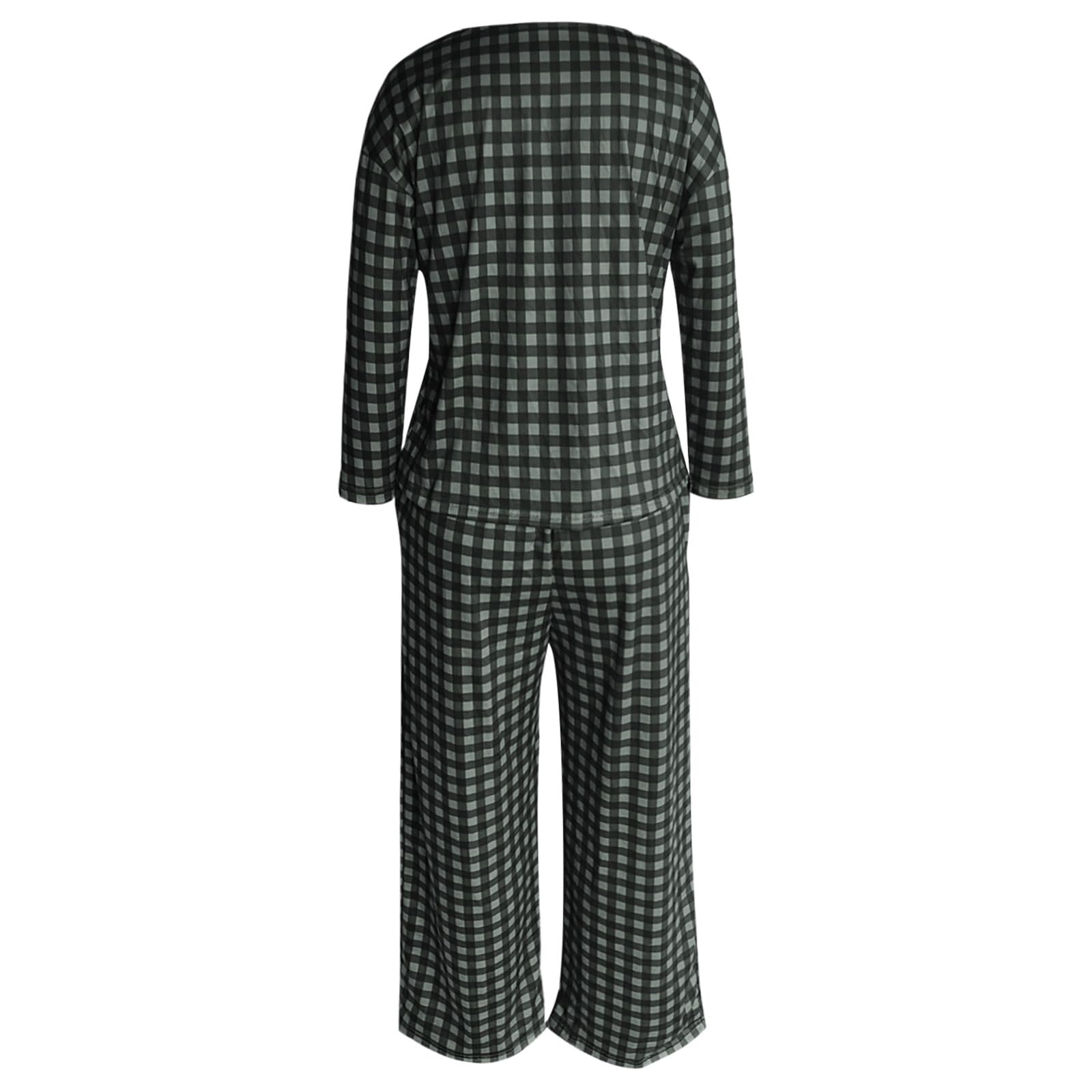 Damen Freizeit-Set Karierter Weste Langer Hose mit langärmligem Oberteil für Elegante Alltagsoutfits