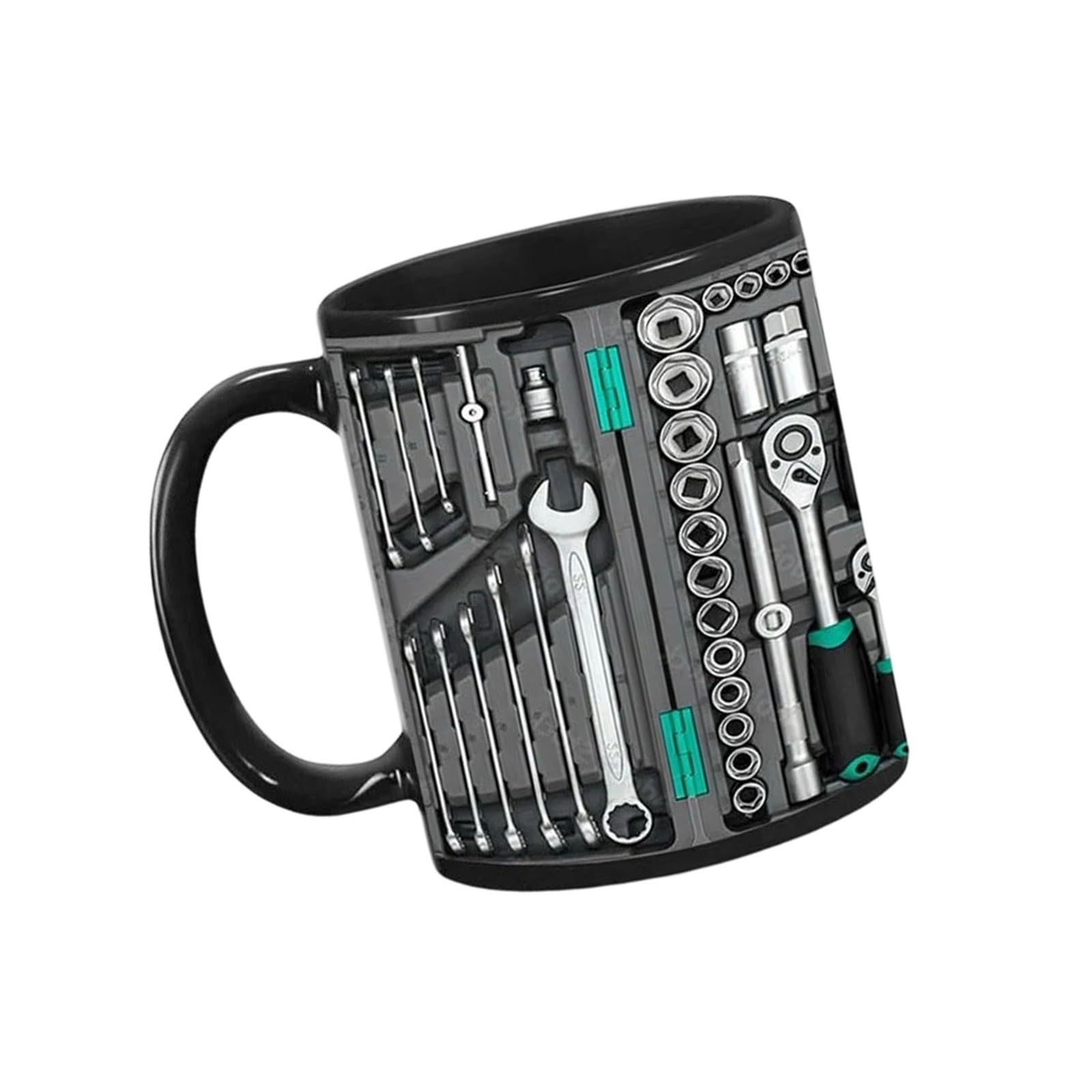 MALSSE Unique Industrial Designs Ceramic Drinking Cup for Enthusiasts Mechanics Toolbox Coffee Mug with Ergonomic Handle Kitchen Mug