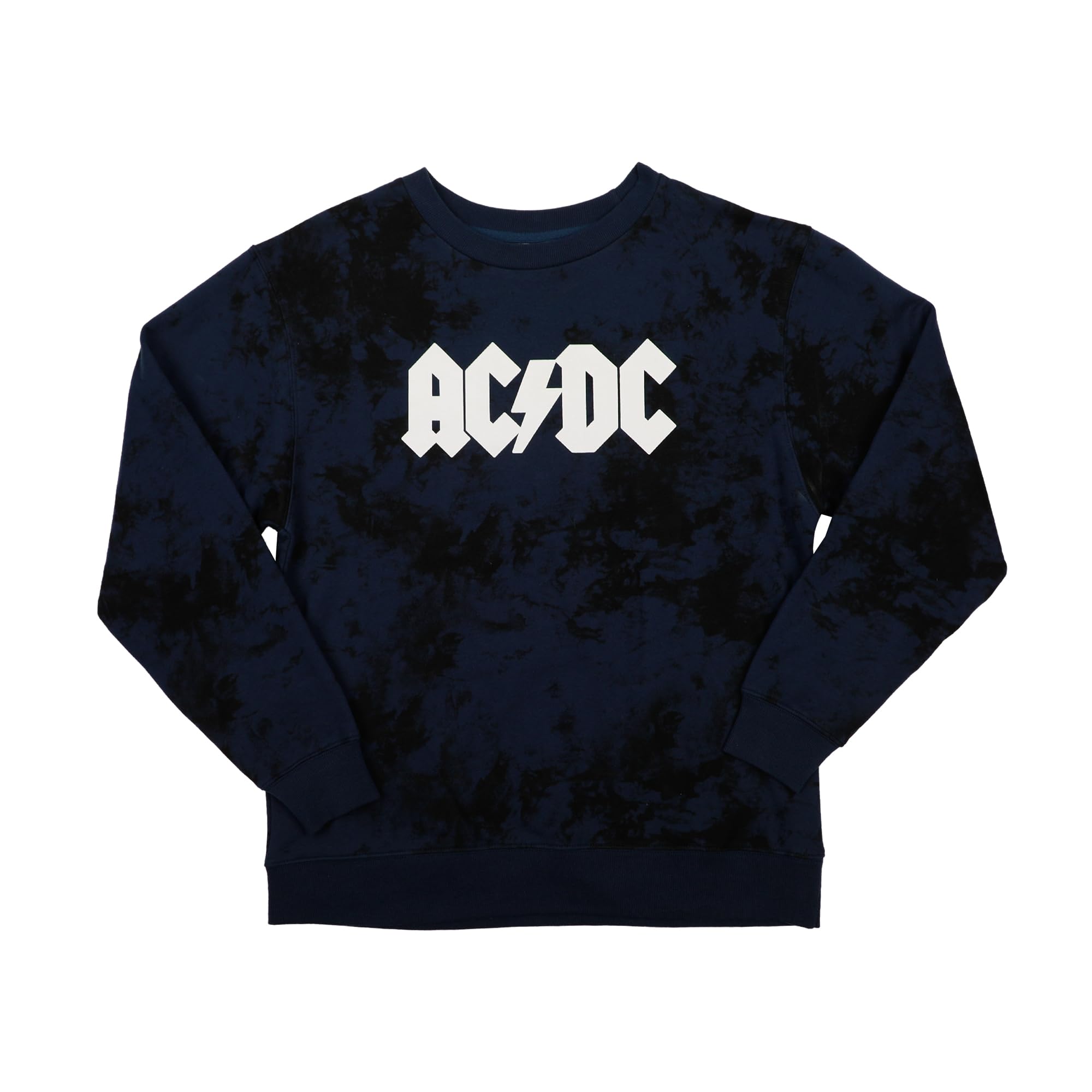 Bioworld ACDC Guitar & Band Logo Girocollo Manica Lunga Grigio Donna Oversize Reversibile Pullover Felpa