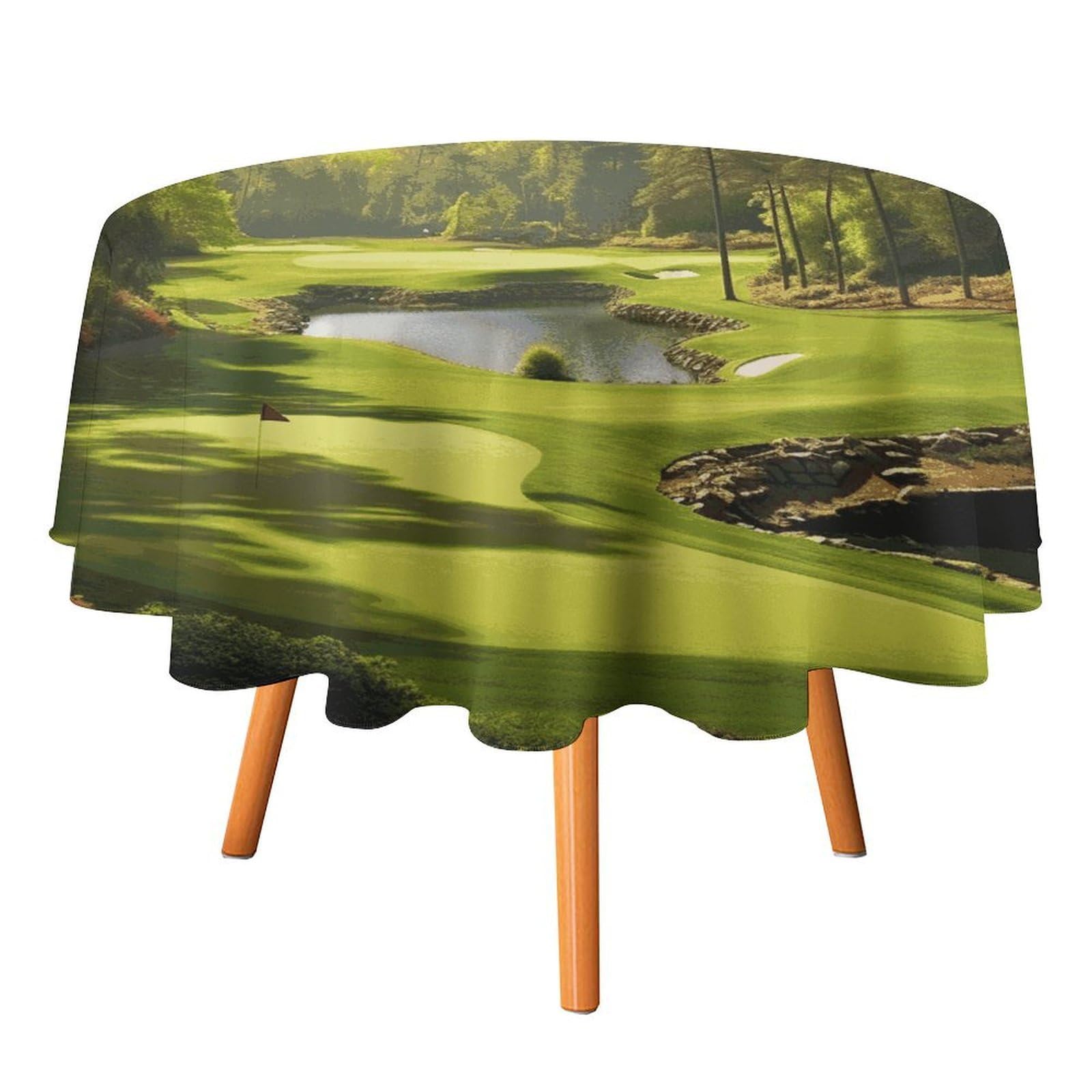 Fekiloot Style Golf Court Round Tablecloth - Heavy Duty And Washable,Polyester Decorative Fabric Table Cover,Tablecloths For Kitchen Dining, Wedding, Birthday Party50x50in