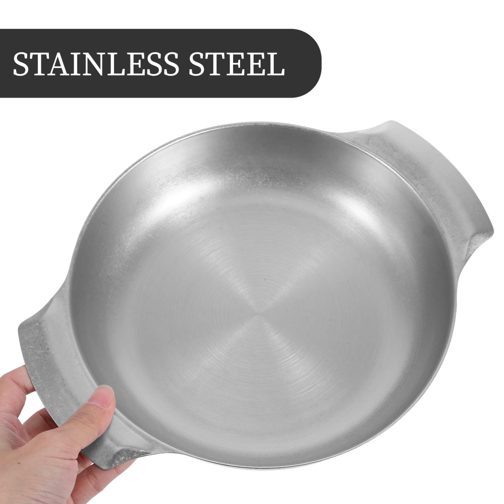 Luxshiny Olla con Doble Asa Estilo Retro Pequeña de Acero Inoxidable Resistente Corrosión y Versátil para Cocinar en Casa y Asar