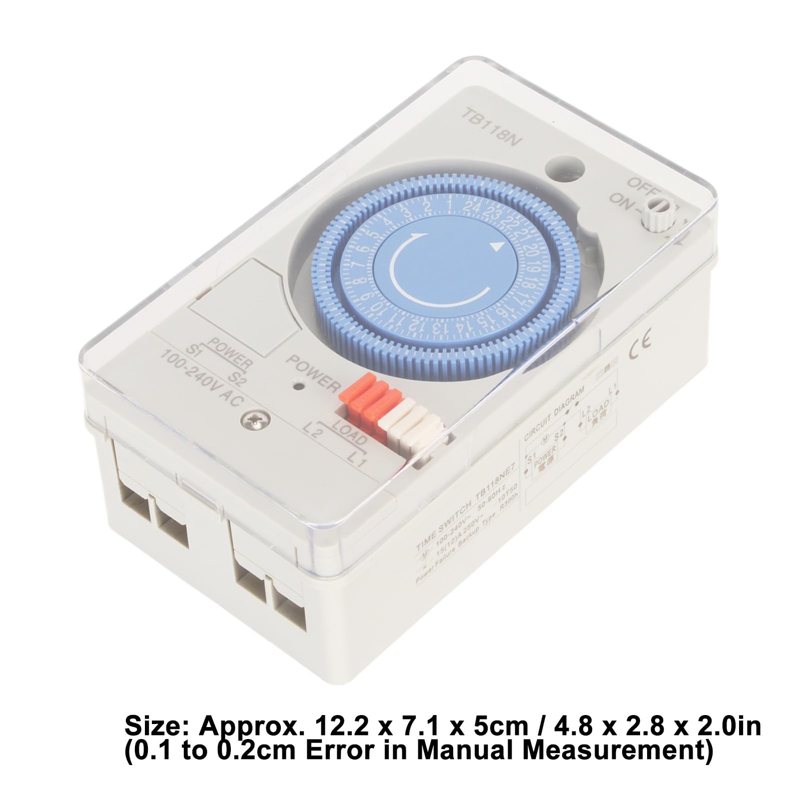 BORDSTRACT TB118N Mechanischer Zeitsteuerungsschalter, 15 Minuten minimaler mechanischer Timer 100 240 V AC für die Heimküche im Freien