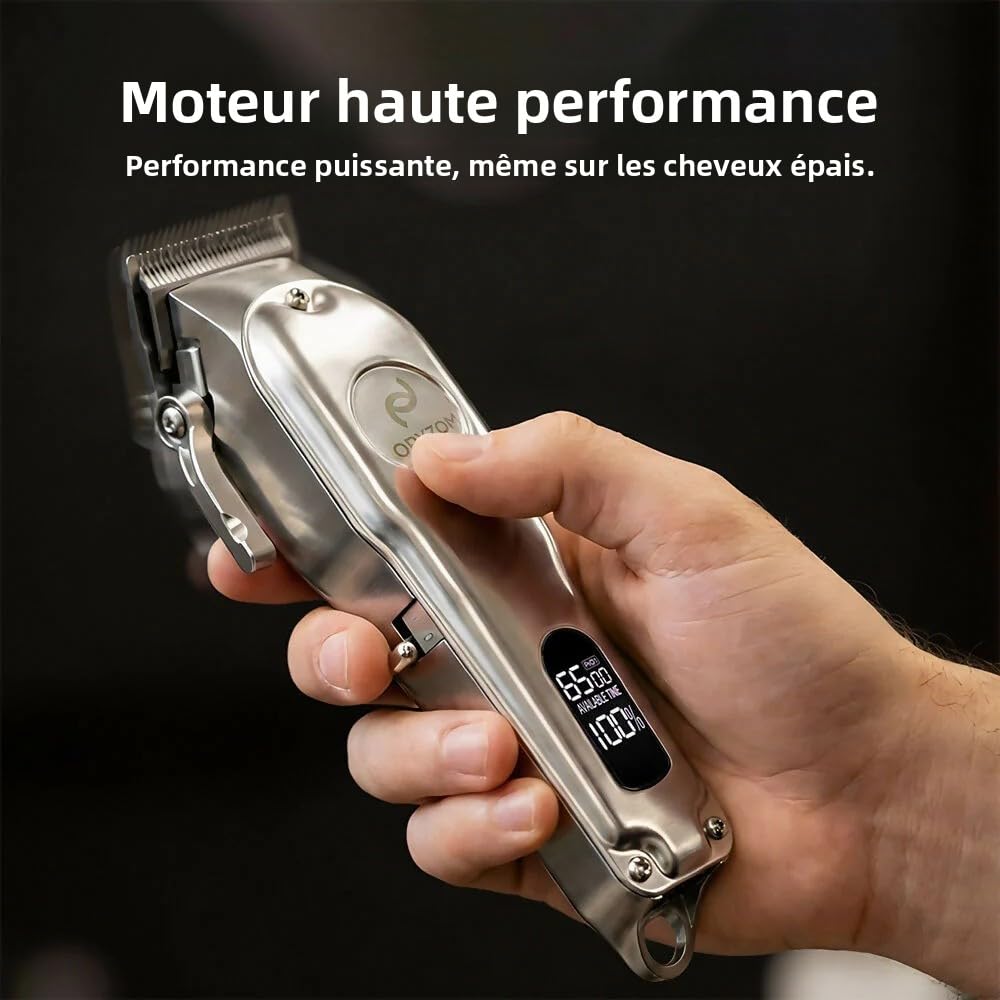 Oryzom ProTrim 2.0 Lames de précision en acier inoxydable tondeuse cheveux barbe peigne 8 positions écran LCD USB