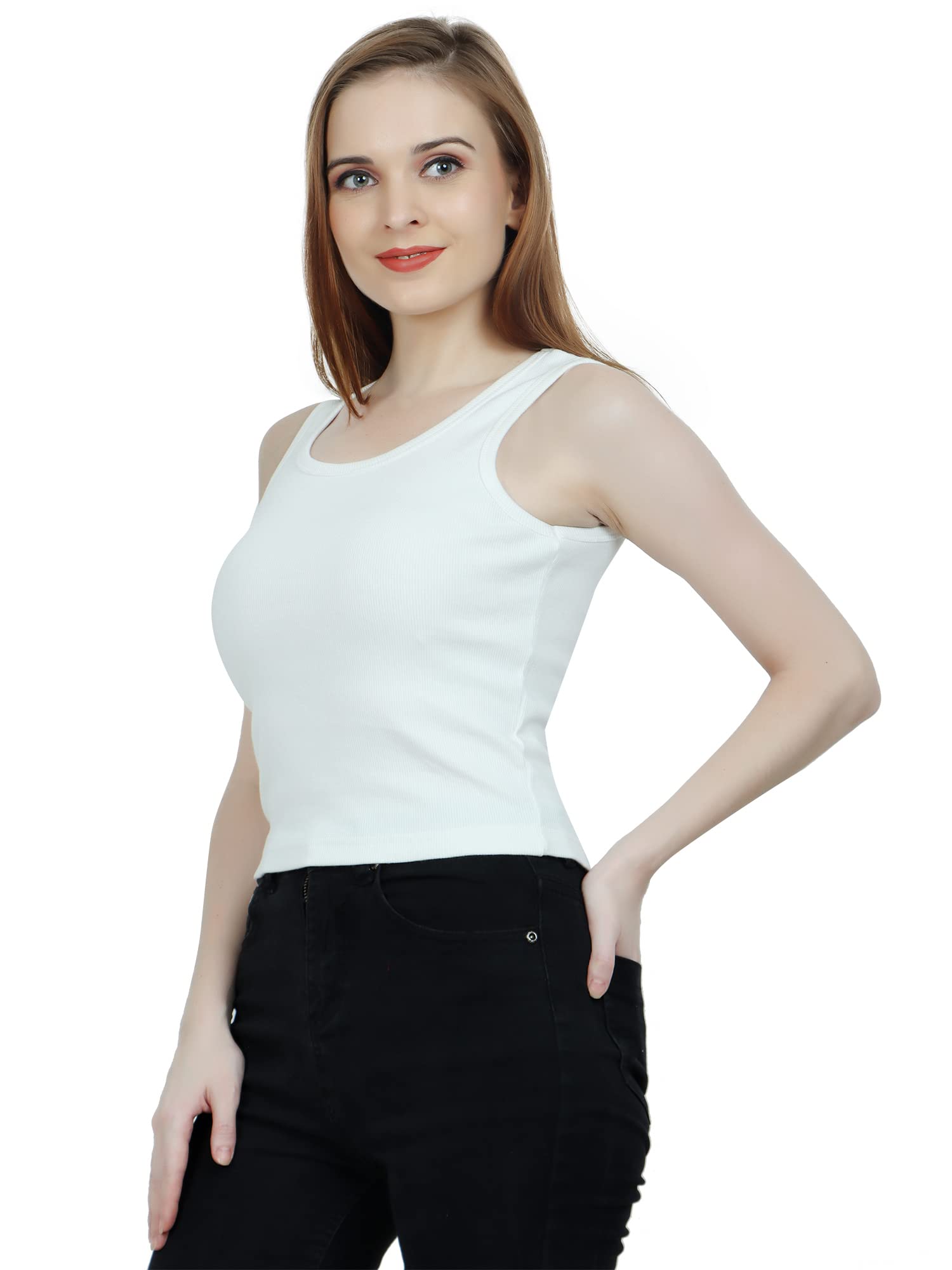 fasska Womens Tank Top Ribbed Cotton Stylish Crop Top Sleeveless-picture-33