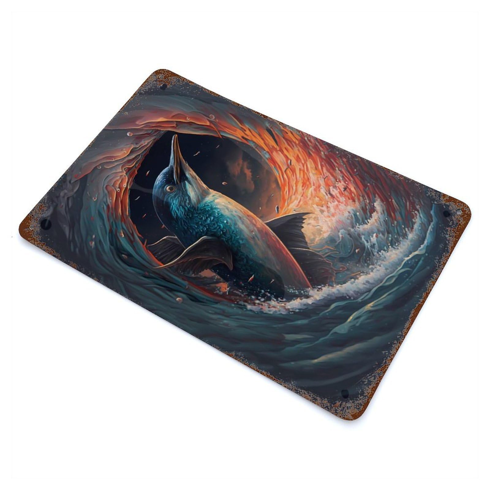 Penguin Ethereal Retro Metal Sign 11.8"x7.9", Ideal for Shed, Workshop And Garage Wall Decor