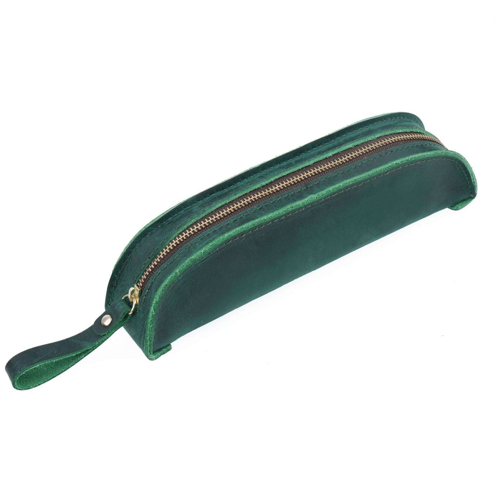 DUMRALBQE Wooden Jewelry Box Vintage Handmade Zip Pen Bag Creative Portable Simple for Storage and Organization(Dark Green)