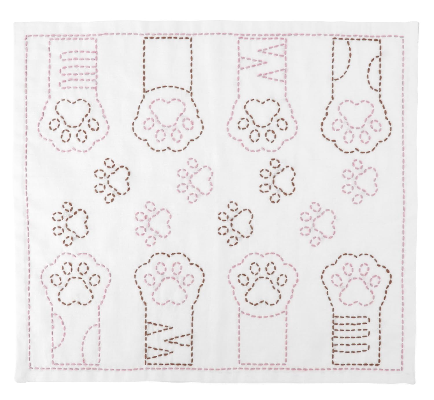 Original Wool Just Stab Along with the Design! Easy Kit, Sashiko Dish Towel, Made in Japan (Paw) : Hobbies