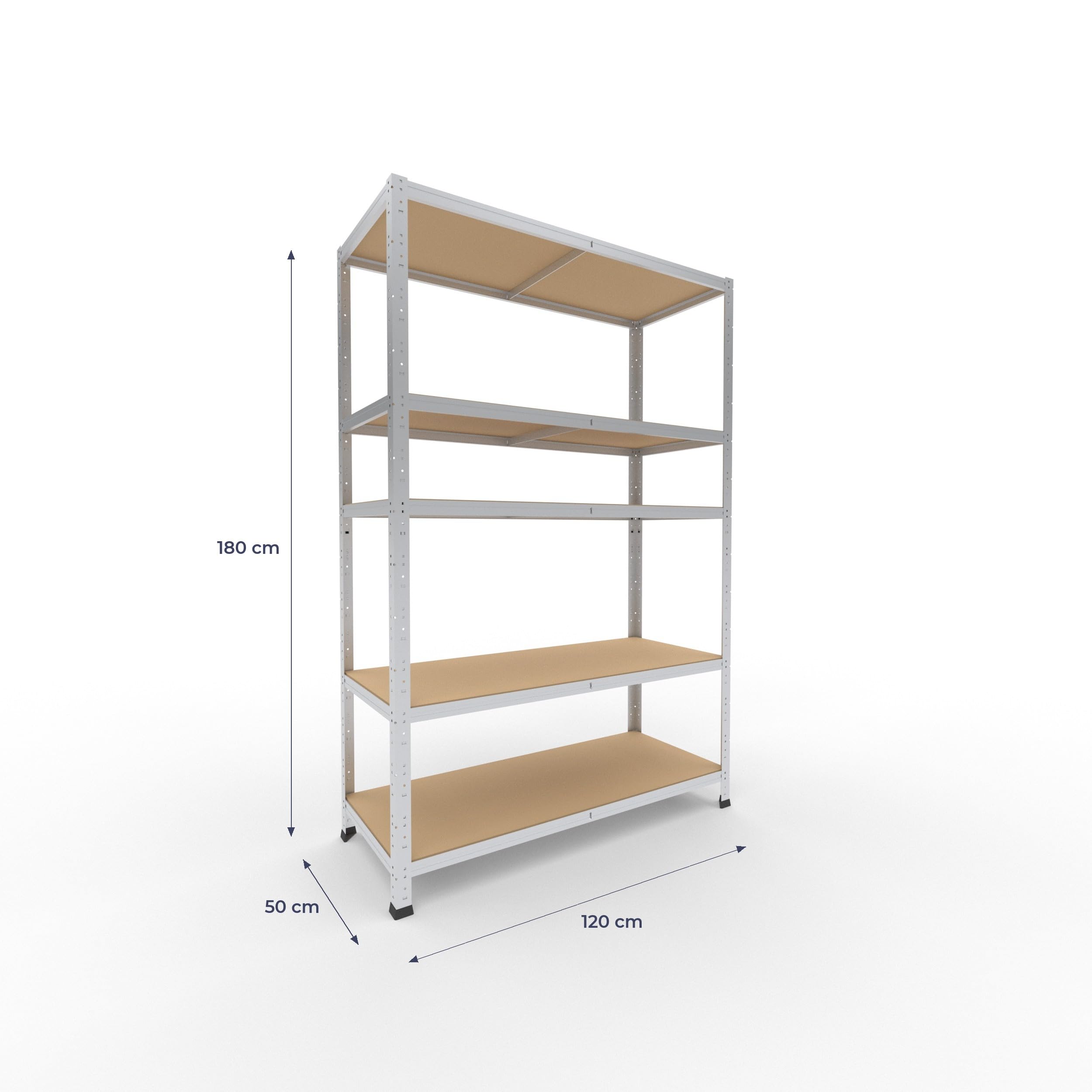 shelfplaza Home 180x120x50 cm Estantería Pesada en galvanizada con 5 baldas y 175 kg de Capacidad de Carga por balda
