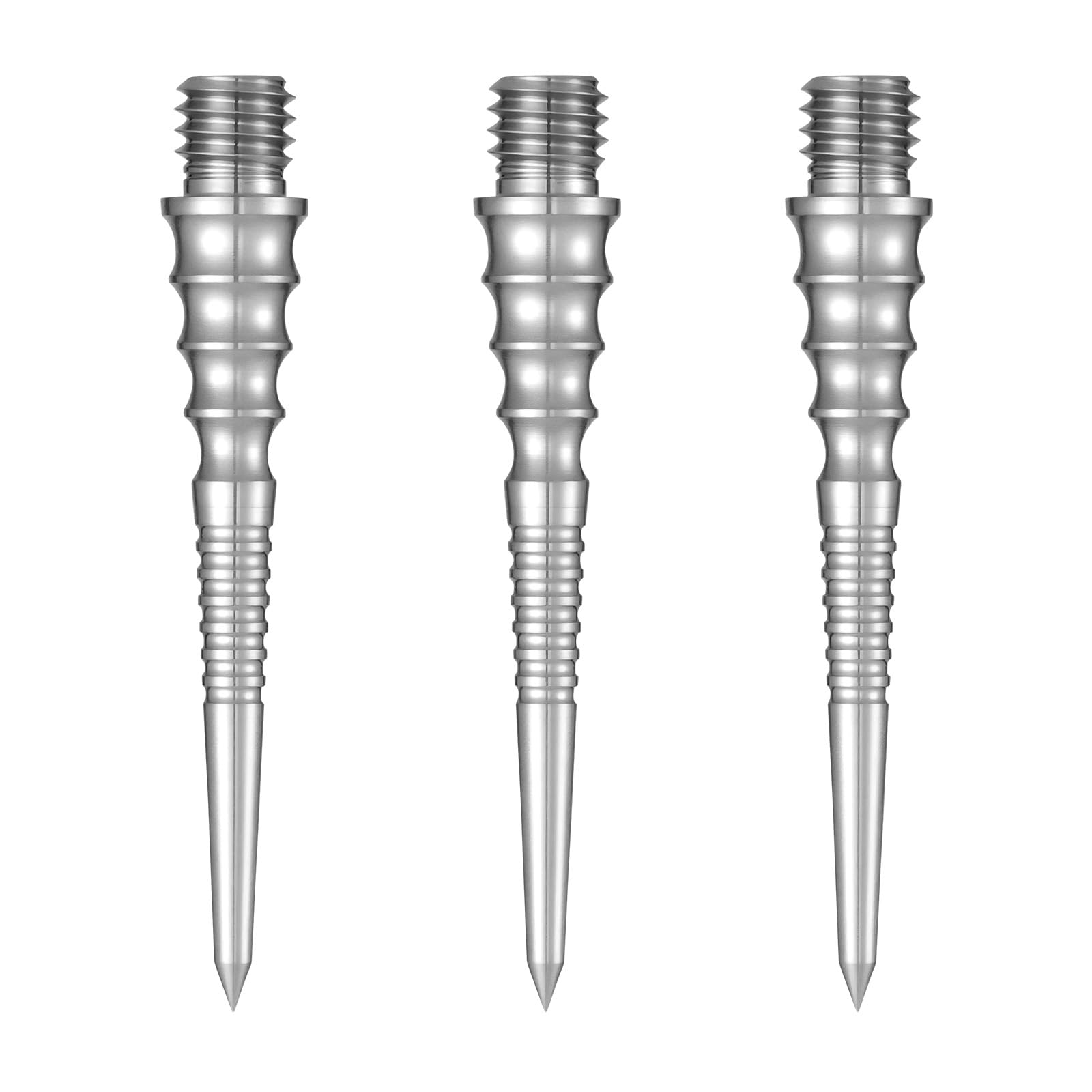 HUANQU 30mm Sliver Titanium Darts Points Set (3 Pack), 2BA Screw-In Dart Tips, Quick Change Replacement Darts Points, Professional Darts Accessories for Steel/soft Tip Darts