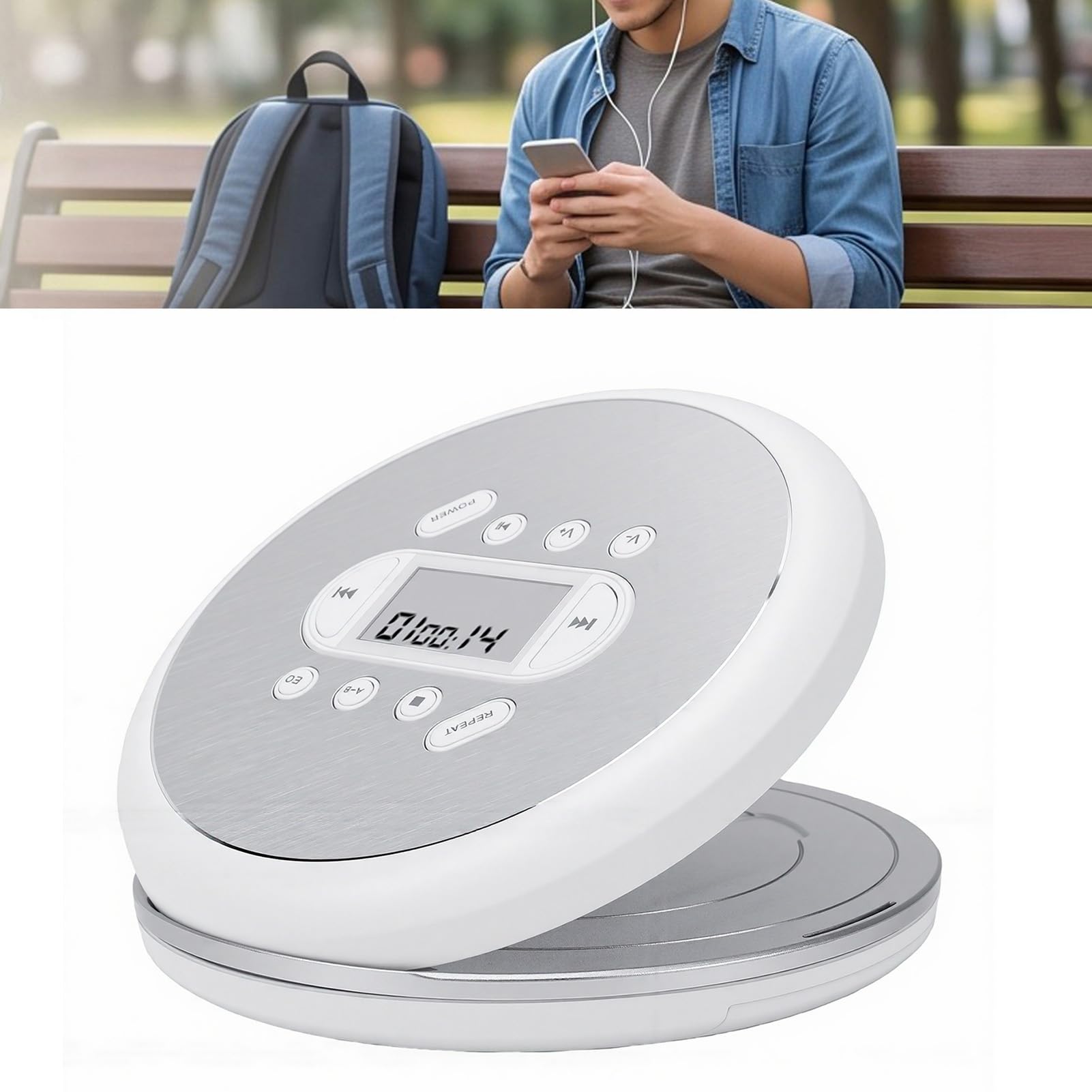 Fabater Lettore CD Personale, Compatto e Durevole con Protezione Anti-salto per L'ascolto in Movimento a Casa e in Auto