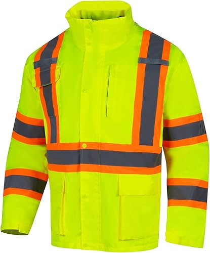 VENDACE 3 in 1 Hi Vis Reflective Safety Jackets for Men Waterproof Class 3 High 