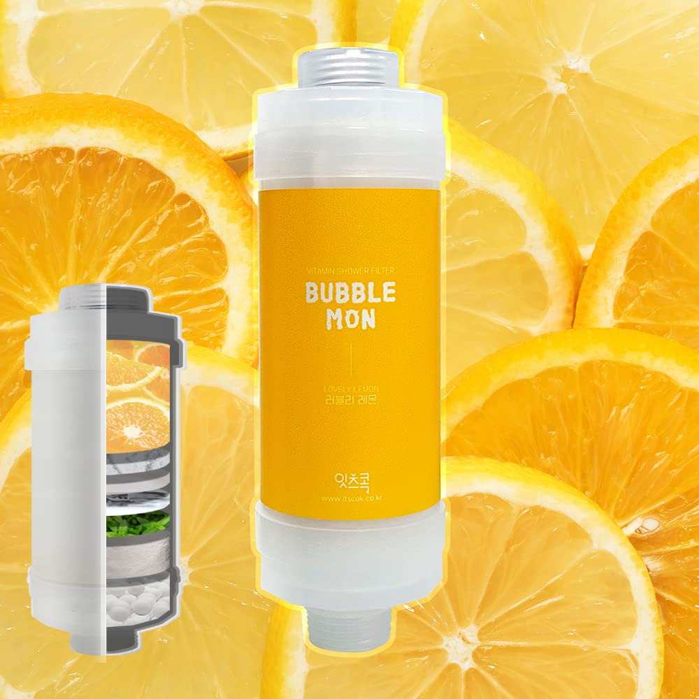 BUBBLEMON Vitamin Shower Filter (Lovely Lemon) Vitamin C Shower Filter Skin Moisturizing Protect Skin Dry