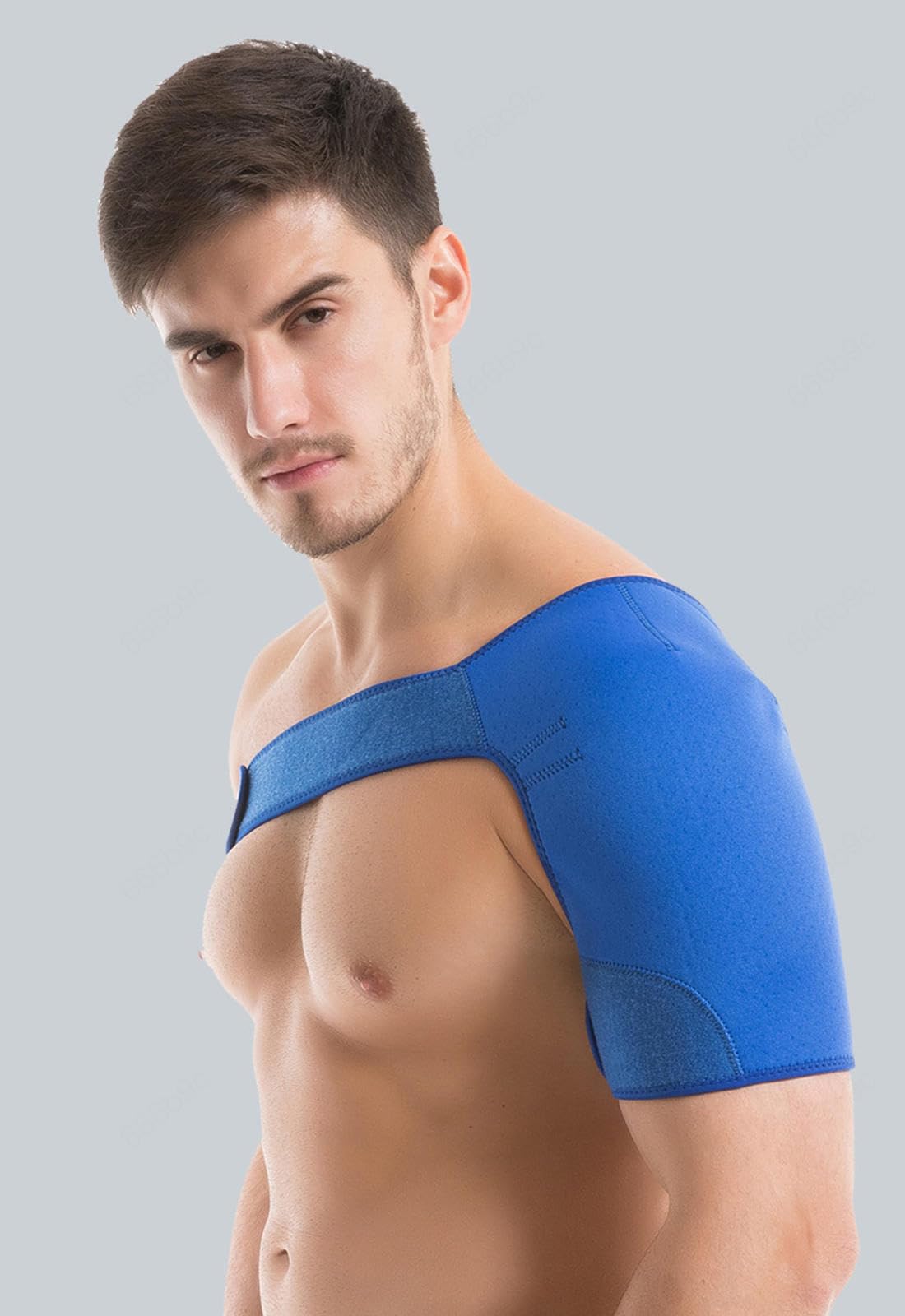 NIBHZ Tutore per Spalla di Recupero per Uomini e Donne, Tutore di Supporto per La Stabilità della Spalla, Fascia per Maniche Regolabile, Sollievo per Lesioni,Blue-Left