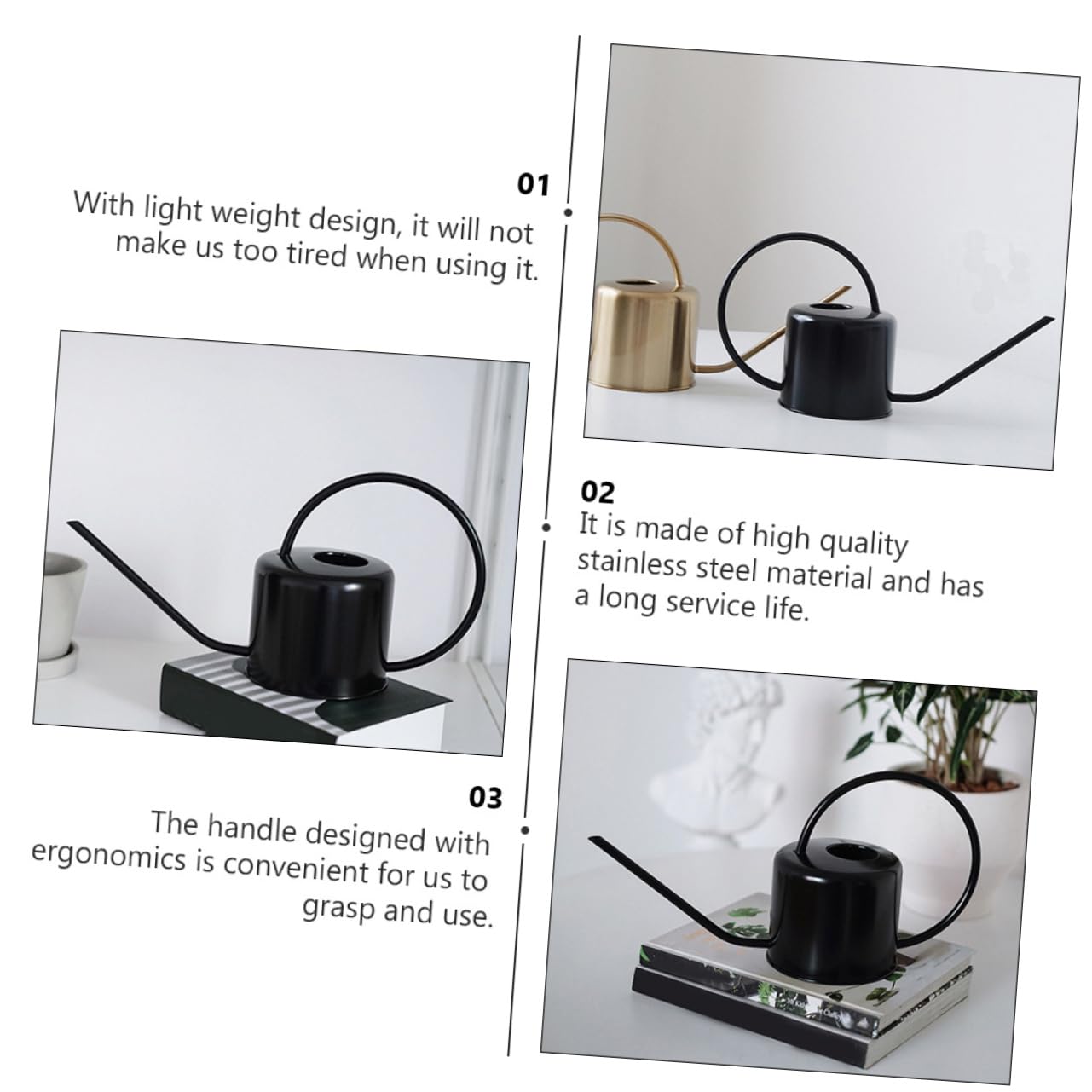 UPKOCH Regadera Ligera Superficie Lisa para Plantas de Acero Inoxidable Capacidad de 1.3l para Riego en Jardinería y Plantas Exteriores