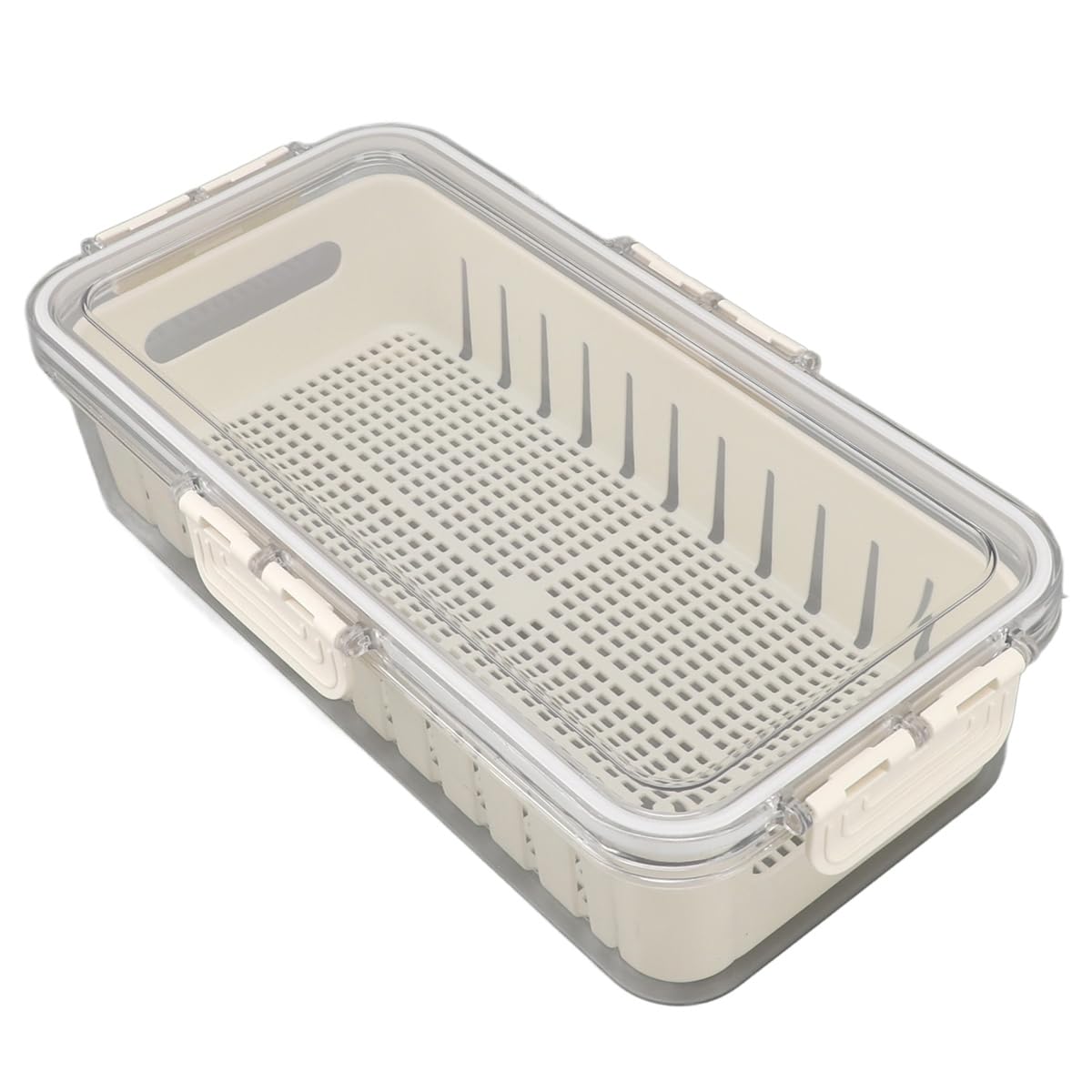 UDSKNV[KSL Fridge Airtight Crisper Multifunctional Food Storage Containers Refrigerator PET with Drainer for Kitchen Dining