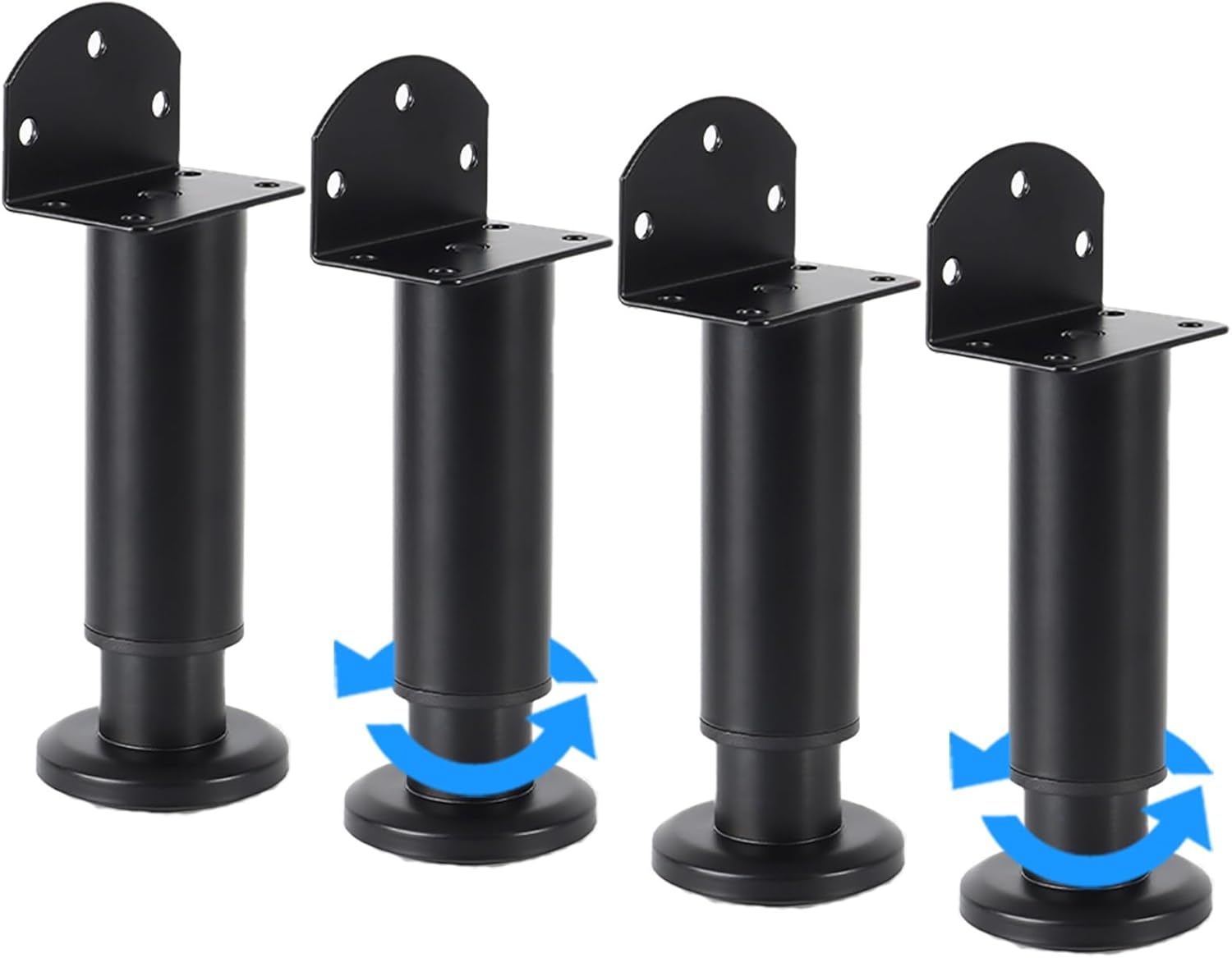Adjustable Metal Bed Support Leg, Dresser Furniture Legs with Non-Slip Feet, for Couch, Dresser, Coffee Table, Beds Frame, Cabinet Legs Set of 4(White,12-18cm)
