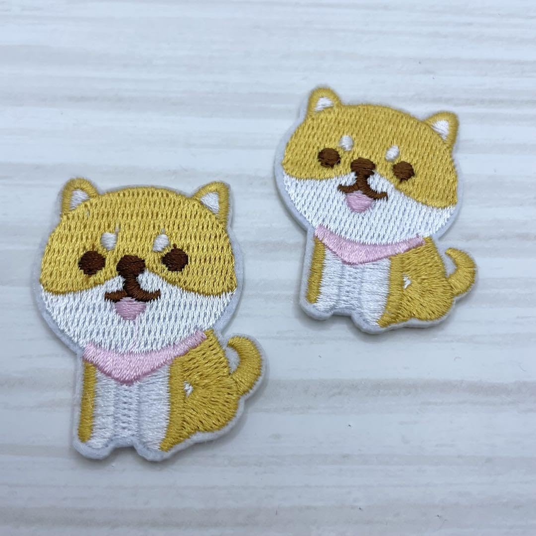 即購入OK】柴犬犬イヌドッグ アイロンワッペン アップリケ2枚 - ワッペン