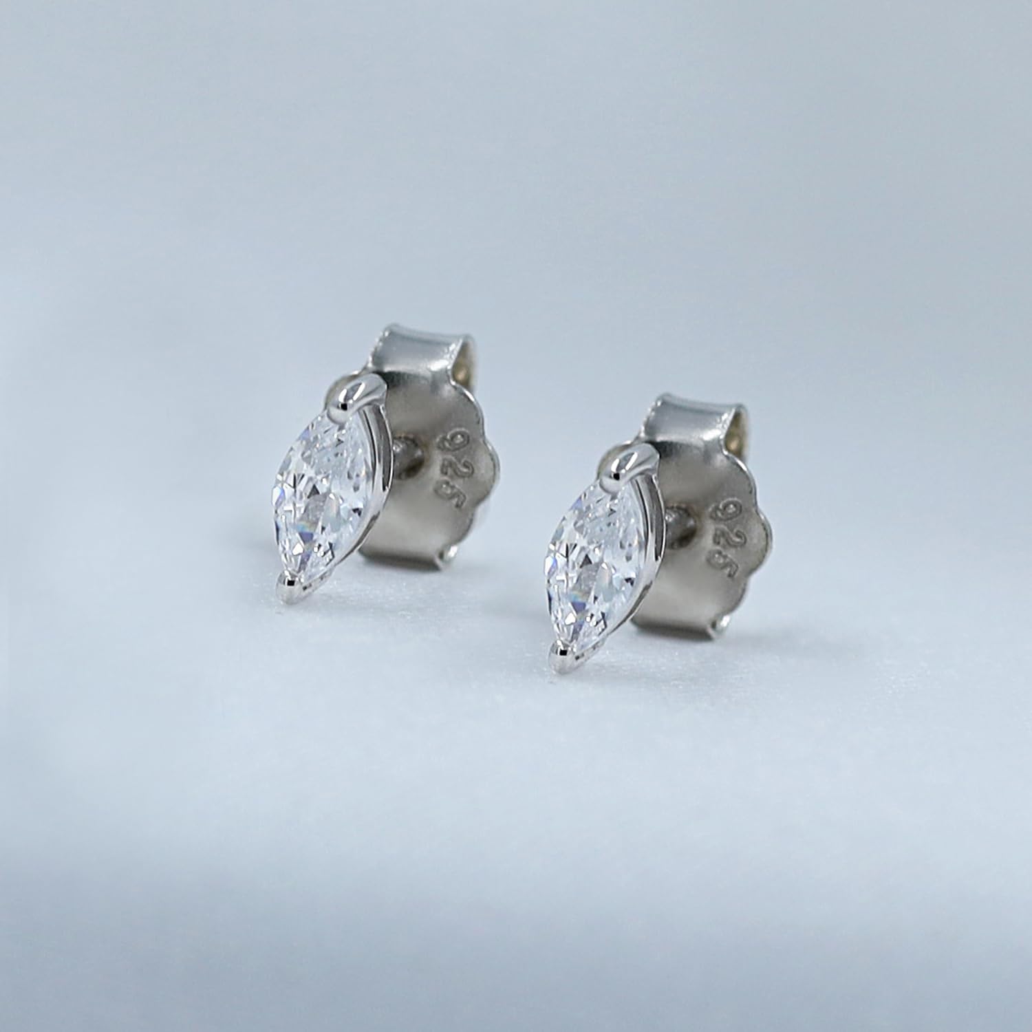 Stud Earrings For Women Marquise Cut White Moissanite 1/4 Cttw OR White Cubic Zirconia In 14k Gold Plated Sterling Silver Jewelry With Push Back - Image 5