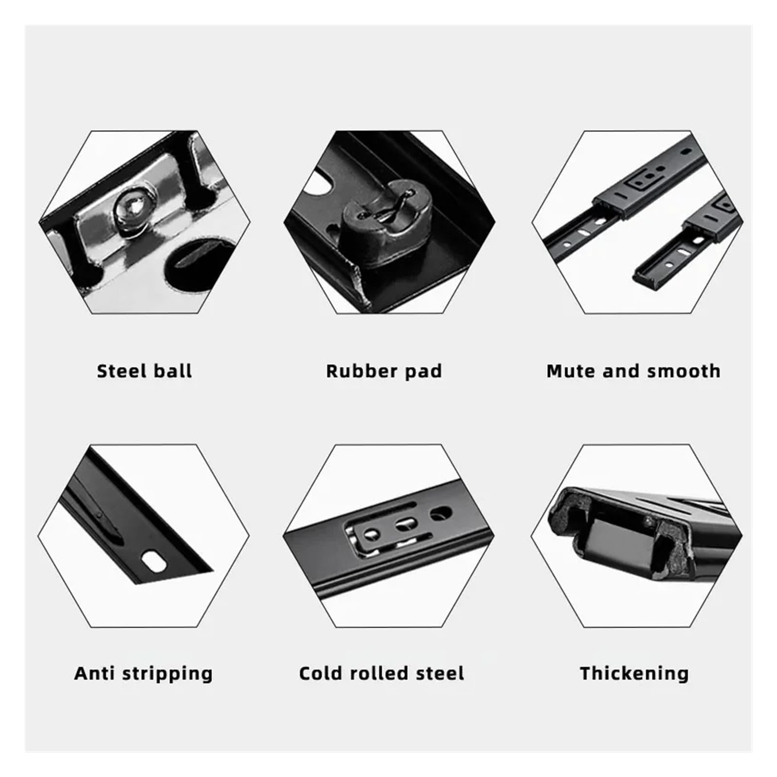 Guide for cassetti laminate a freddo da 8-20 pollici Hardware liscio a 2 sezioni(16 Inch)