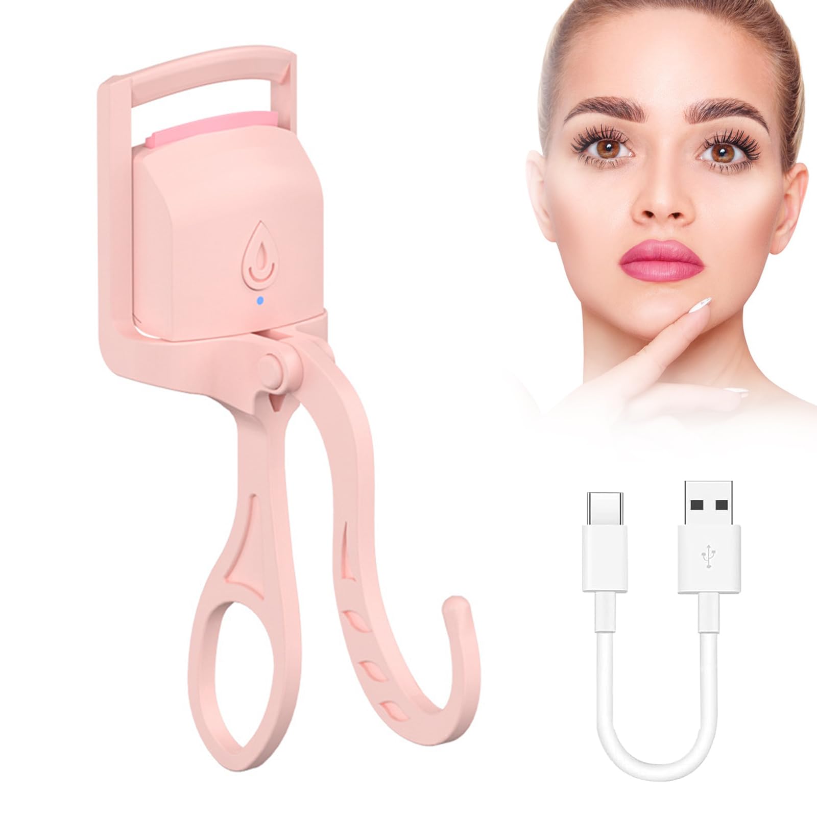Rizador de Pestañas Eléctrico, Rizador de Pestañas Calentado, Portátil Rizador de Pestañas, Recargable USB Rizador de Pestañas, Rizador Eléctrico de Pestañas, Rizador Pestañas Calentado, Rosa