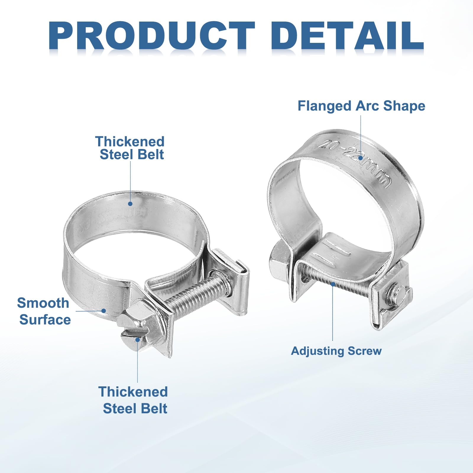 PATIKIL 5 Pcs 20-22mm Mini Fuel Injection Hose Clamps Stainless Steel Adjustable Clamp - Image 3