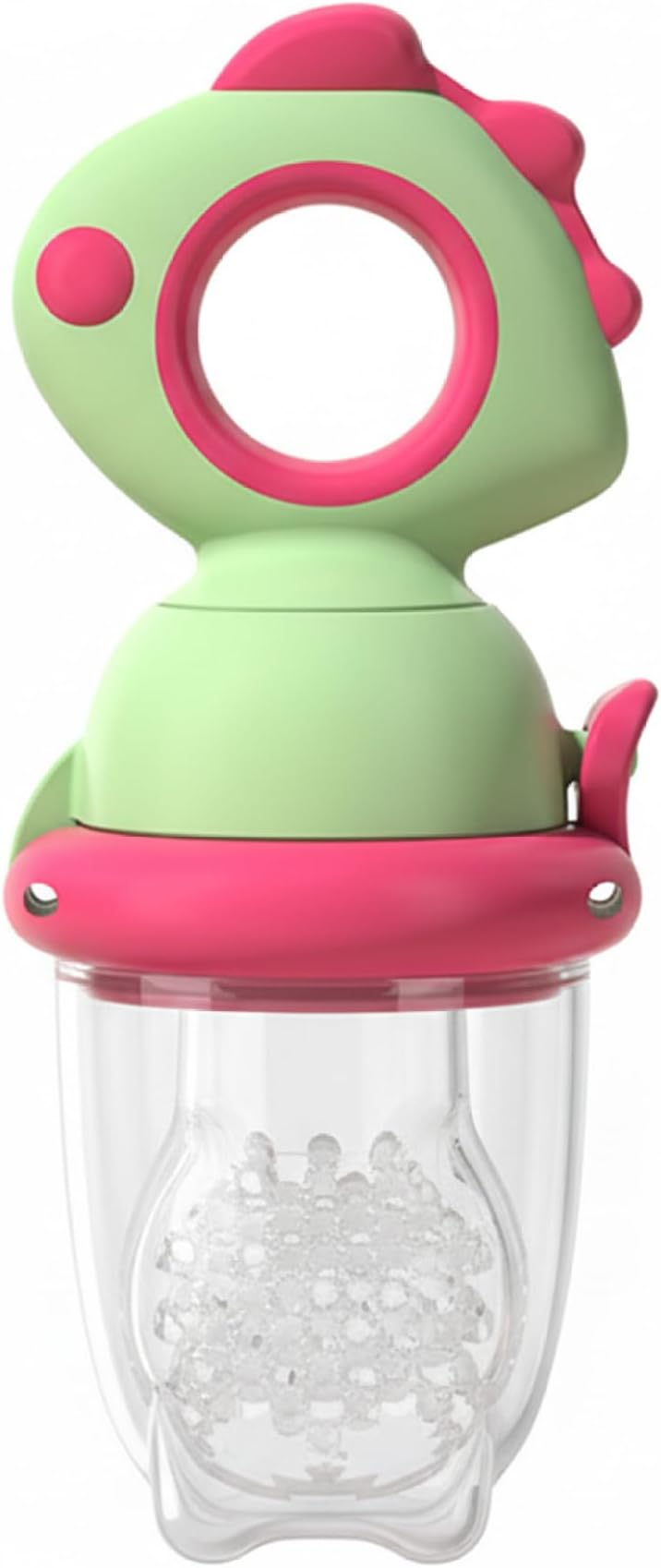 Food Feeder Pacifier for Babies - Silicone Baby Fruit Feeder with Drip-Release Design, Easy-Hold Dinosaur Handle for Self Feeding (Green)