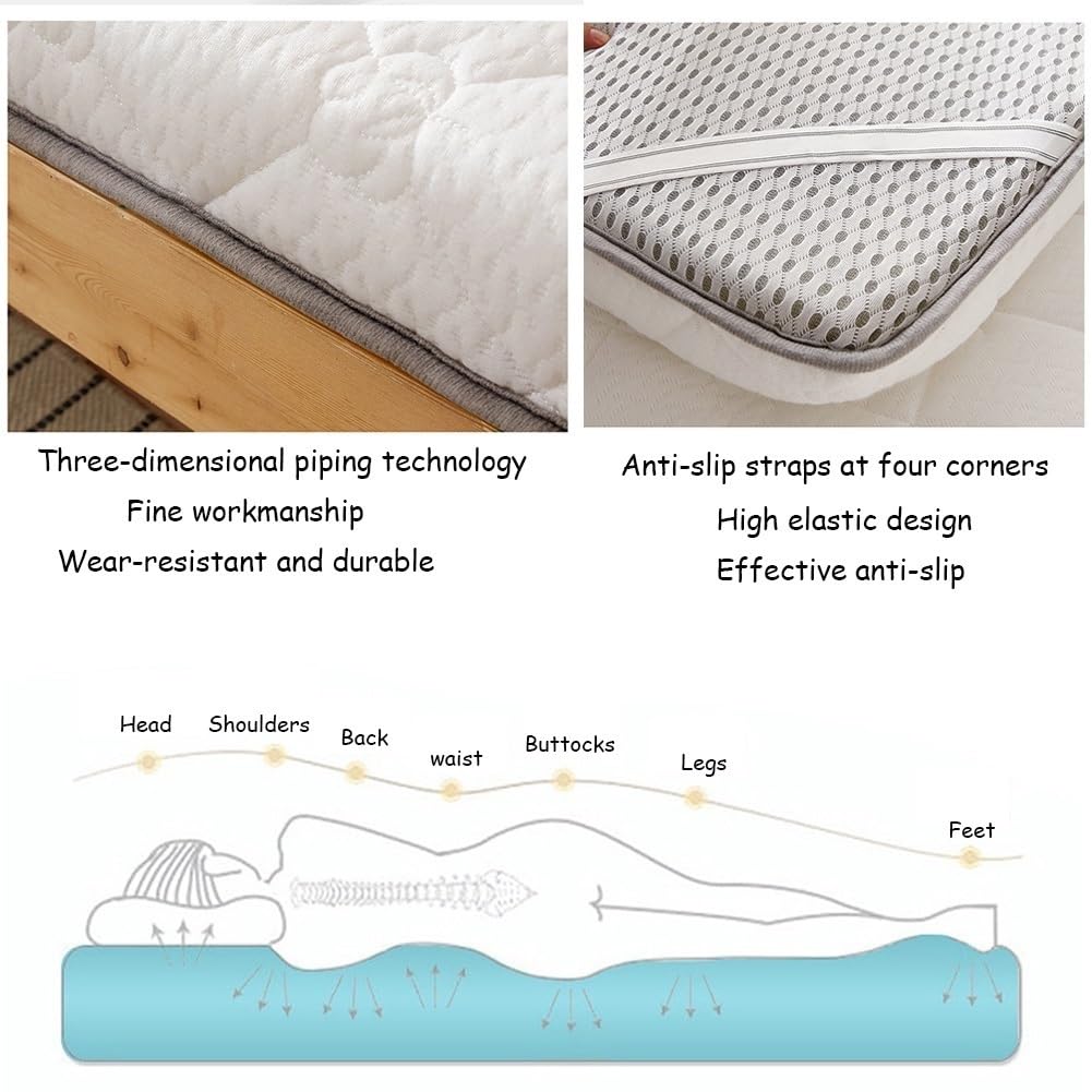 Materasso futon giapponese queen size in fibra di soia in lattice ispessito pieghevole arrotolabile tappetino per casa studente dormitorio letto a castello bianco 80 x 200 x 9 cm