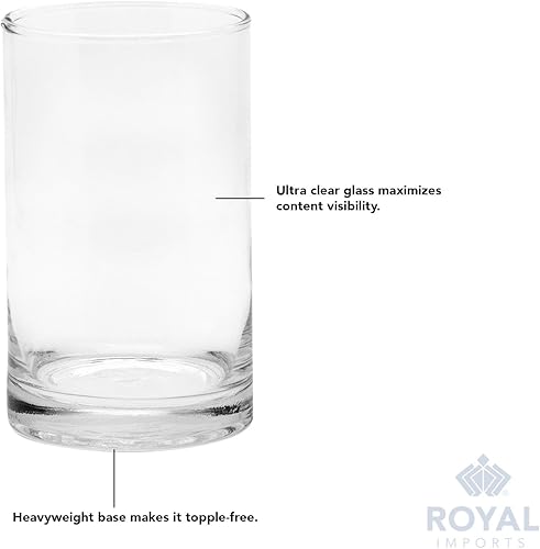 Miniatura 3 de Royal Imports - Florero de cristal decorativo de forma cilíndrica para centro de mesa ideal para hogar o decoración de boda