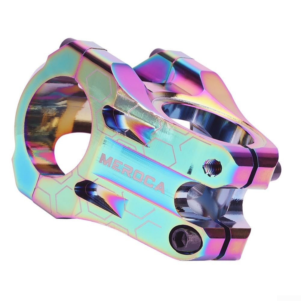 CNC Bicycle Handlebar Stem 35mm Short Mountain Bike Stem 31.8mm Aluminum Alloy for DH AM for Enduro Lightweight Hollow Design Easy Install(colorful)