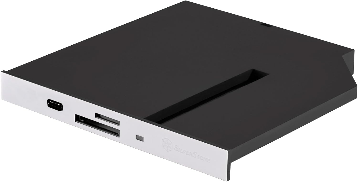 SilverStone Technology FPS01-C 12.7mm Slim ODD Device Bay to M.2 SATA SSD with USB 3.0 Type-C and SD/Micro-SD Reader