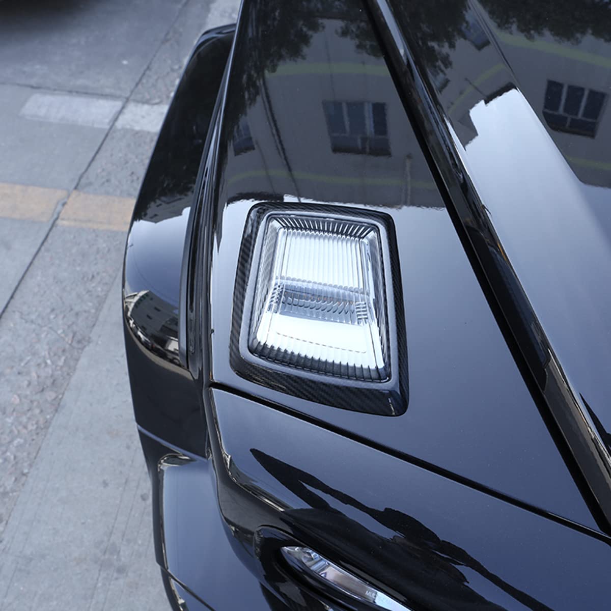 taruisixt Fit for Mercedes Benz G Class W463 G500 2019 2020 Real Carbon Fiber Car Front Turn Signal Decorative Frame Protective Cover Decoration Car Interior Accessories (Carbon Fiber Black)