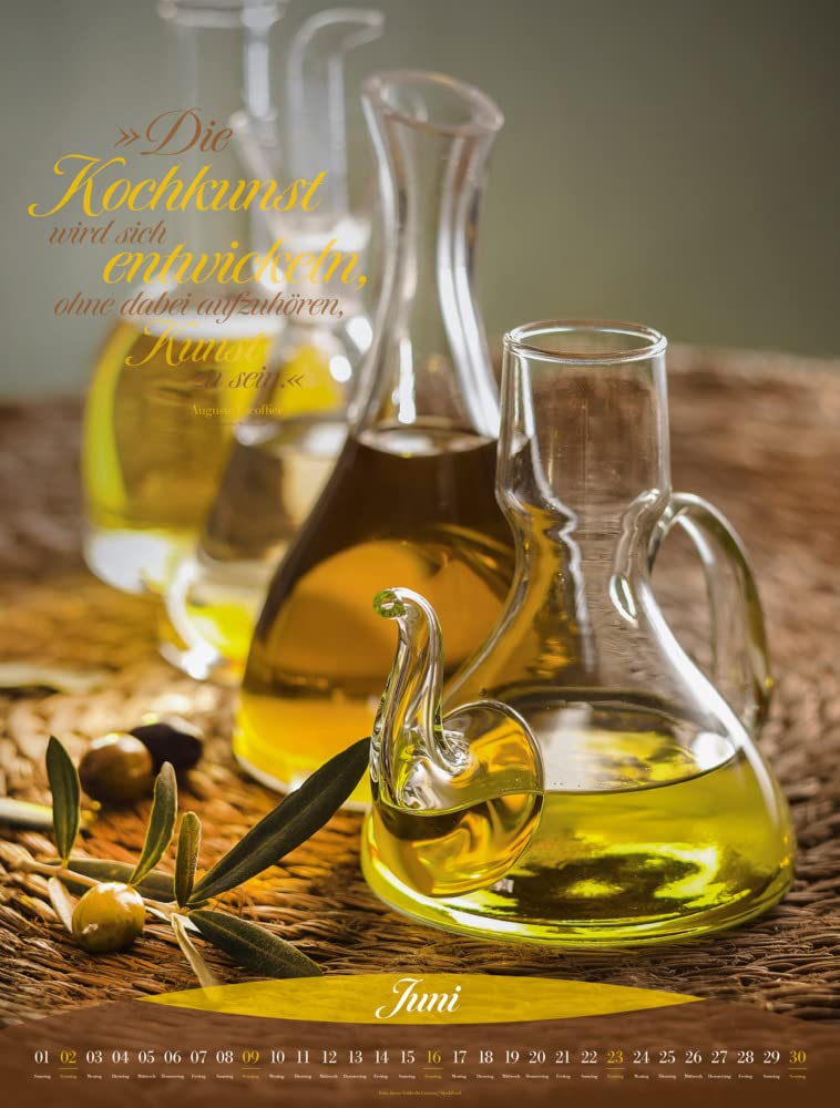 Art Culinaire Kalender 2024, Wandkalender mit Zitaten im Hochformat (50x66 cm) - Lifestyle-Kalender für Küche, Kochliebhaber und Gourmets