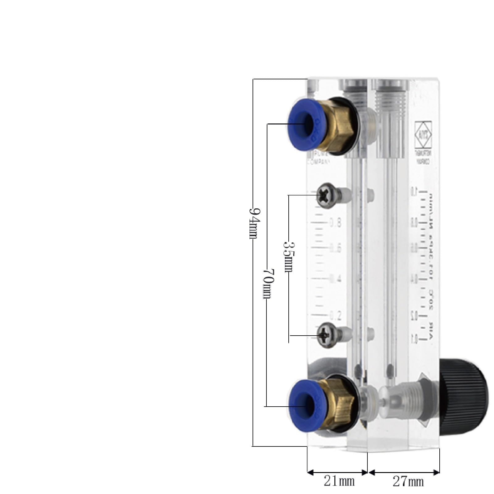 Caudalímetro acrílico LZM-4T, rotámetro de gas con montaje en panel y válvula control, 0,05-12 LPM (1-4 LPM)(0.2 2LPM)