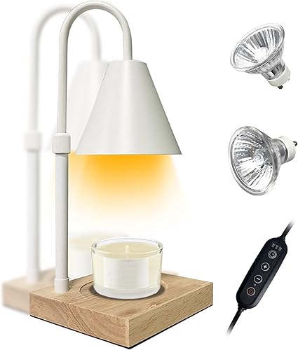 Lámpara calentadora de velas lámpara calentadora de velas regulable con temporizador luz calentadora de velas de altura ajustable con 2 bombillas