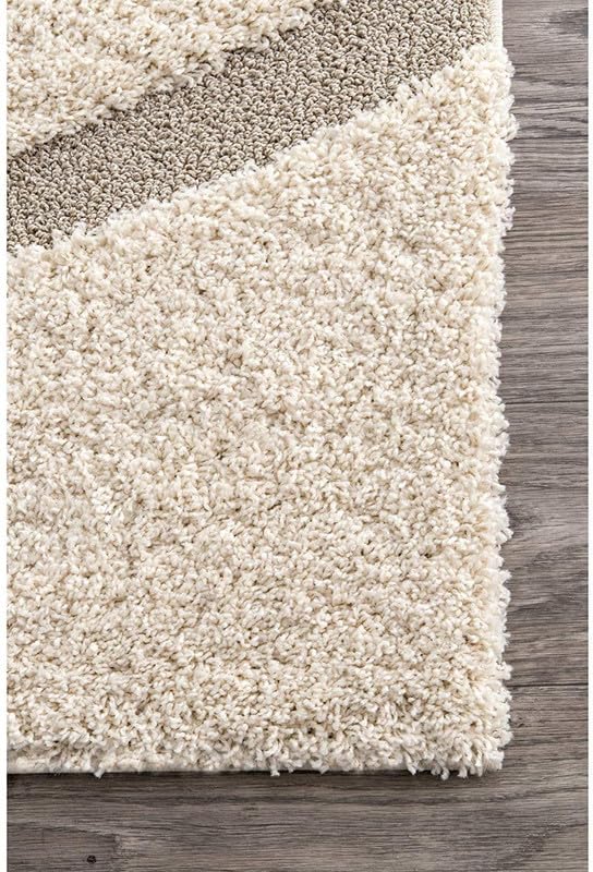 Image of TRANQUIL Polyester Fluffy Fur Rug Shaggy Modern Carpet for Living Room, Bedroom, Guest Room, Kids Room (2x5 Feet, Ivory & Beige)