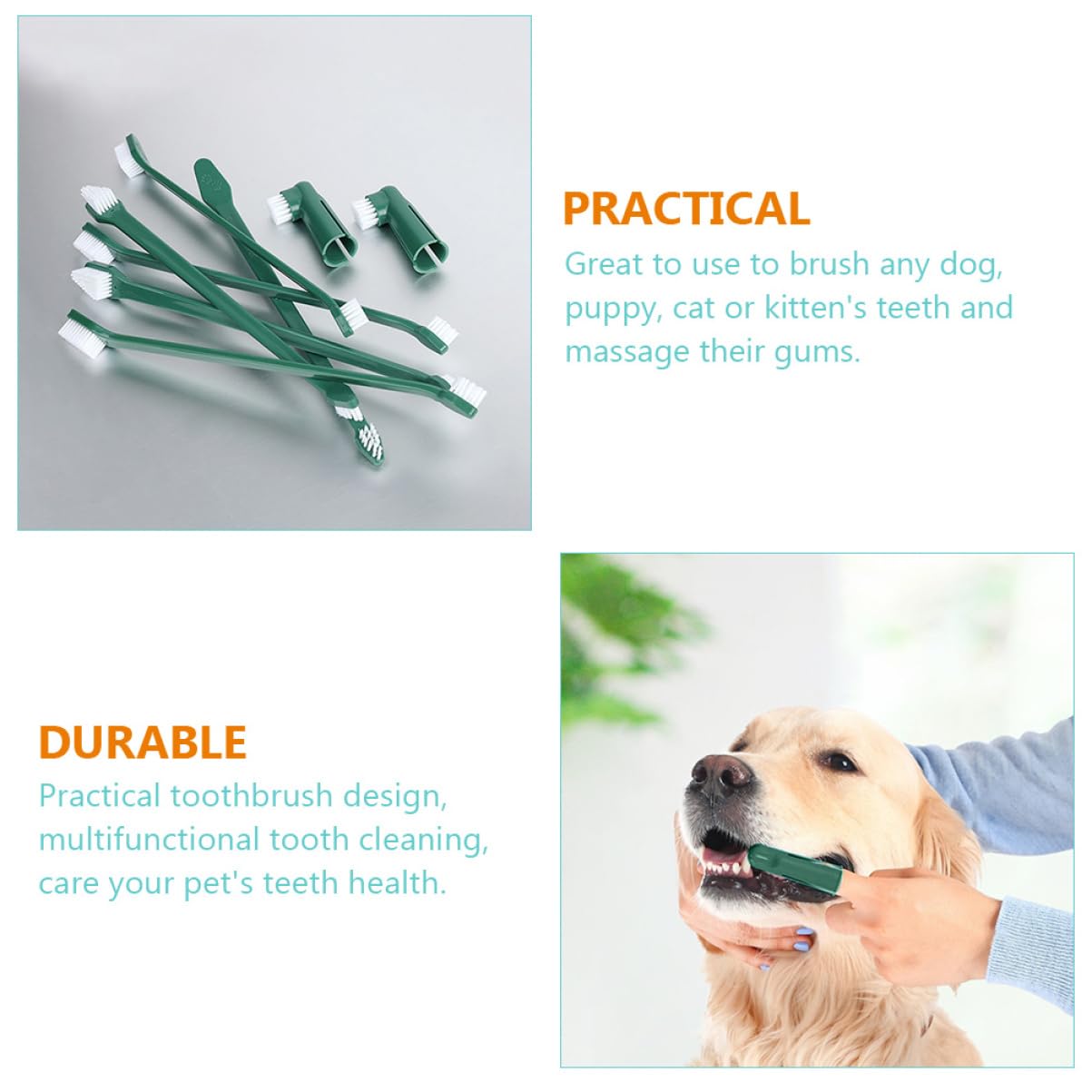 VANZACK Puppy Toothbrush Kit Dog Tooth Brushing Set Non-Slip Grip for Healthy Pet Oral Care