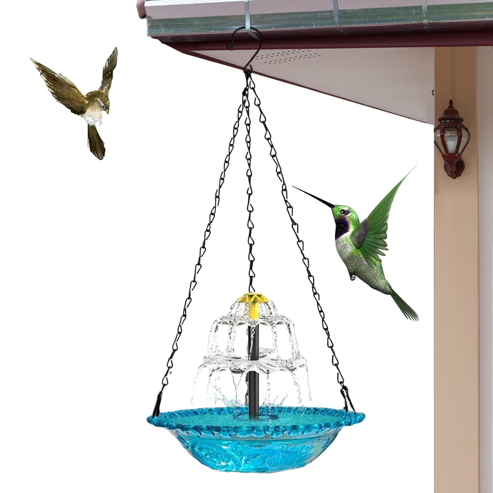 Fuente Solar para el Baño de Aves Bebedero para Pájaros de Jardín con | Fuente para Exteriores con Bomba Solar Para Jardines Patio Trasero Patio Balcón Jardín Porche