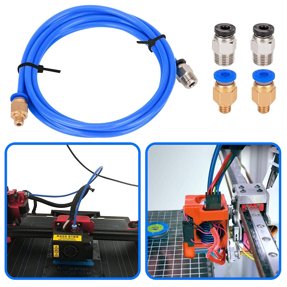 MMOBIEL Bowder wąż 3D z PTFE 1 m, seria XS 1,75 mm, filament, kompatybilny z nadajnikiem 3D V2 / Ender 3 / Ender 3 Pro/Ender 5/ CR-10/10S 20/20 Pro w zestawie 2 x armatura i nóż PC4-M10