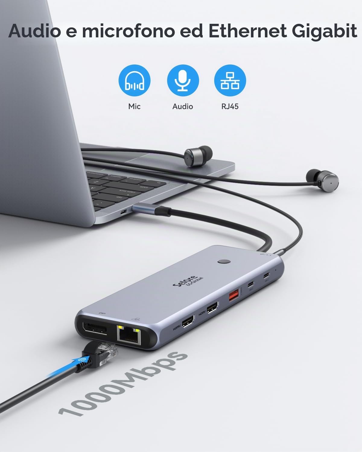 Docking Station C Triple Display 13 in 1 Hub Dual HDMI 3 Monitor 2 x 4K HDMI, DisplayPort, 10G USB 3.1, USB 3.0, Gigabit Ethernet, 100W PD, Data Transfer, Audio/Mic
