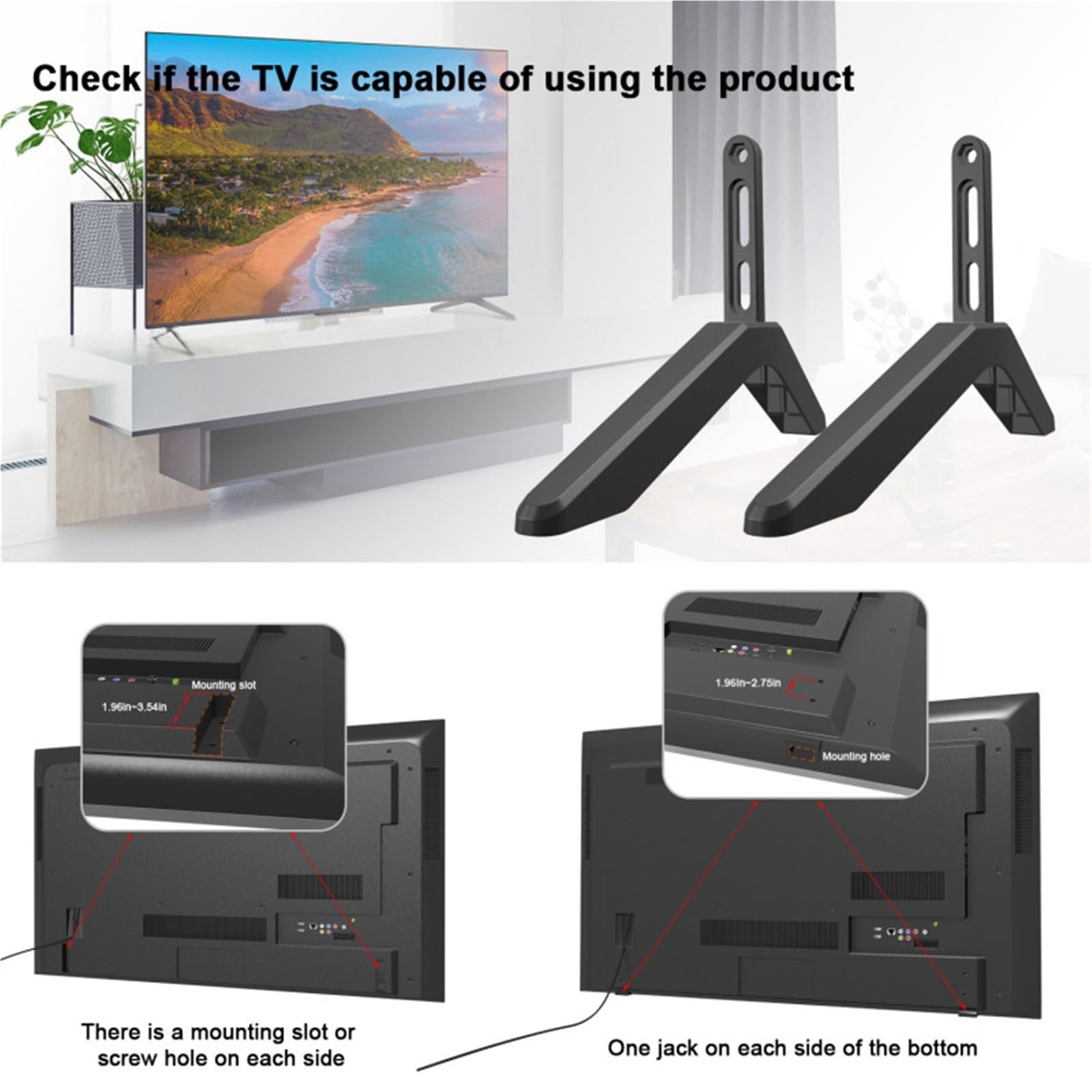 INFRI 2 soportes universales para TV, base de TV LCD, LED, altura de la pantalla, patas elevadoras de altura, soporte de mesa para televisión