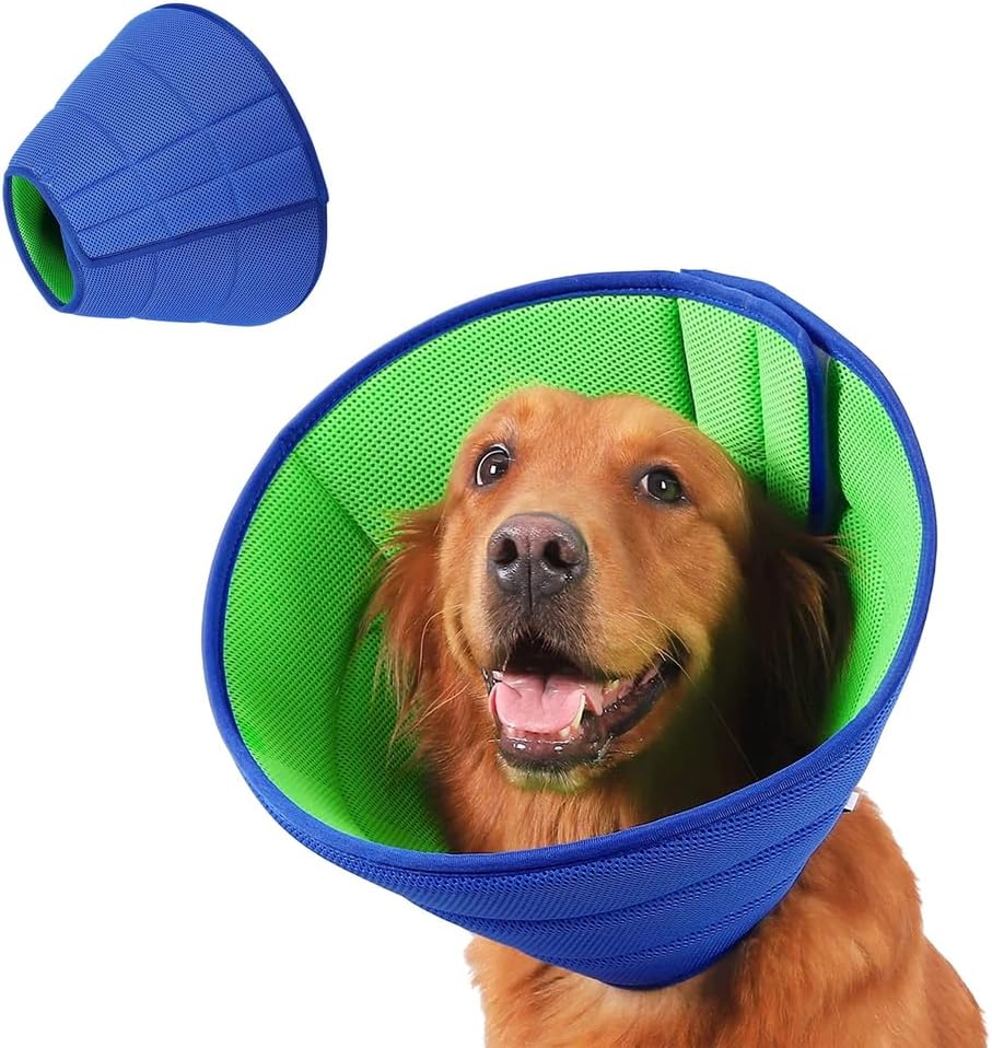 Soft Dog Cone Collar Adjustable Comfy Cones for Large/Medium/Small Dogs to Stop Licking After Surgery,Blue,XL