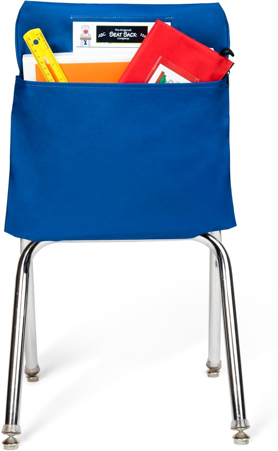 Seat Sack Large Chair Storage Pocket - 17 Inches, Blue - Perfect Organizer for Classroom Chairs, Durable and Spacious Chair Pocket for Classroom Storage and Organization