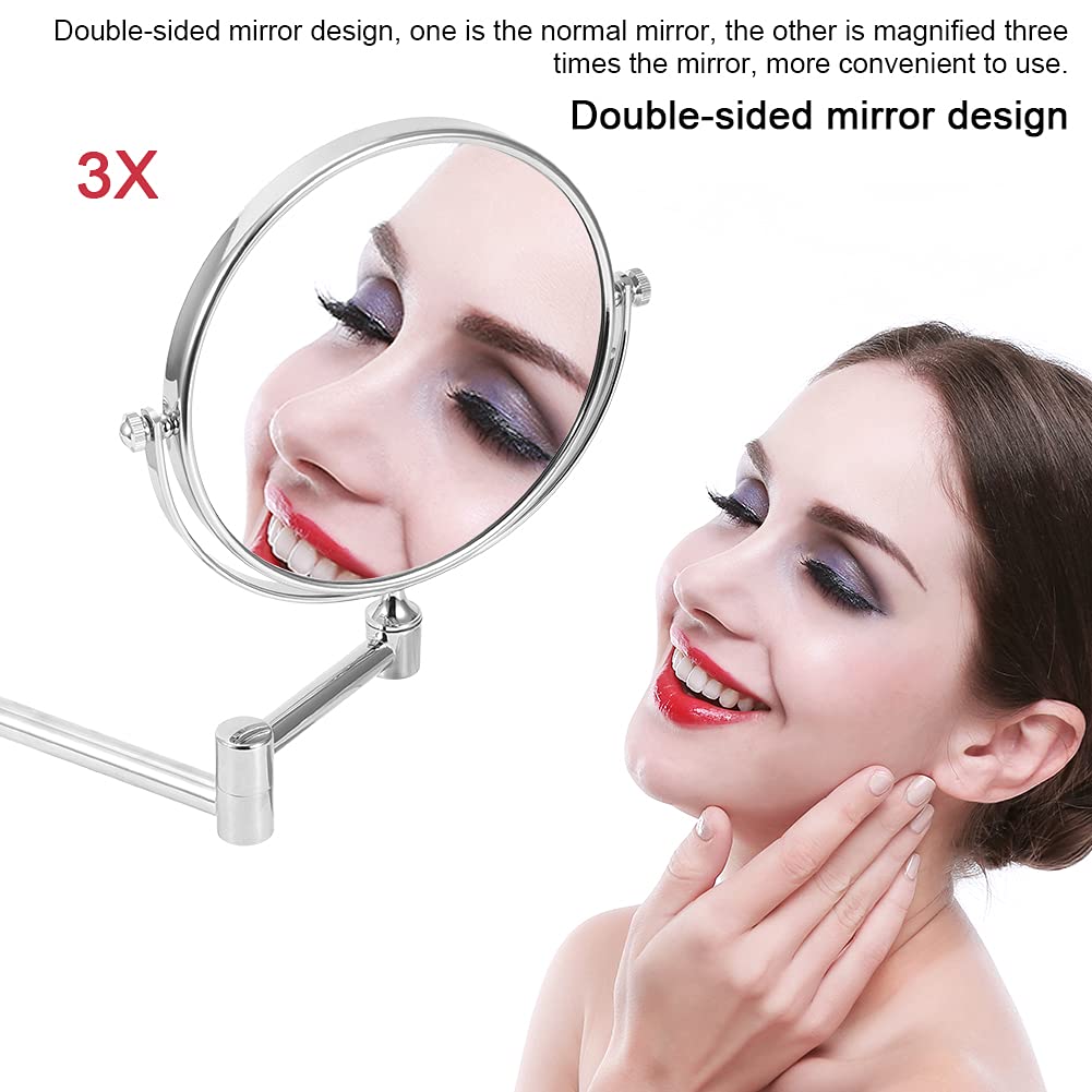 Espejo de Maquillaje de Cobre para Baño Doméstico, Espejo de Maquillaje de Plata para Hotel de Cobre, Espejo de Tocador de Baño, Espejo de Tocador (Fondo redondo plateado brillante 6 pulgadas)