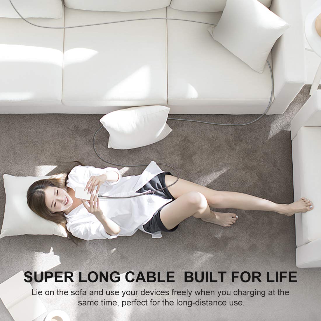 CLEEFUN Cavo USB Type-C 5 Metri, Lungo Cavo USB C 5 metri 3A di Ricarica Rapida in Nylon Compatibile per Galaxy S25 S24 S23 S22 S21 S10 S9 Plus, A13 A14 A15 A50 A71, Per iPhone 16 15 Plus/Pro Max