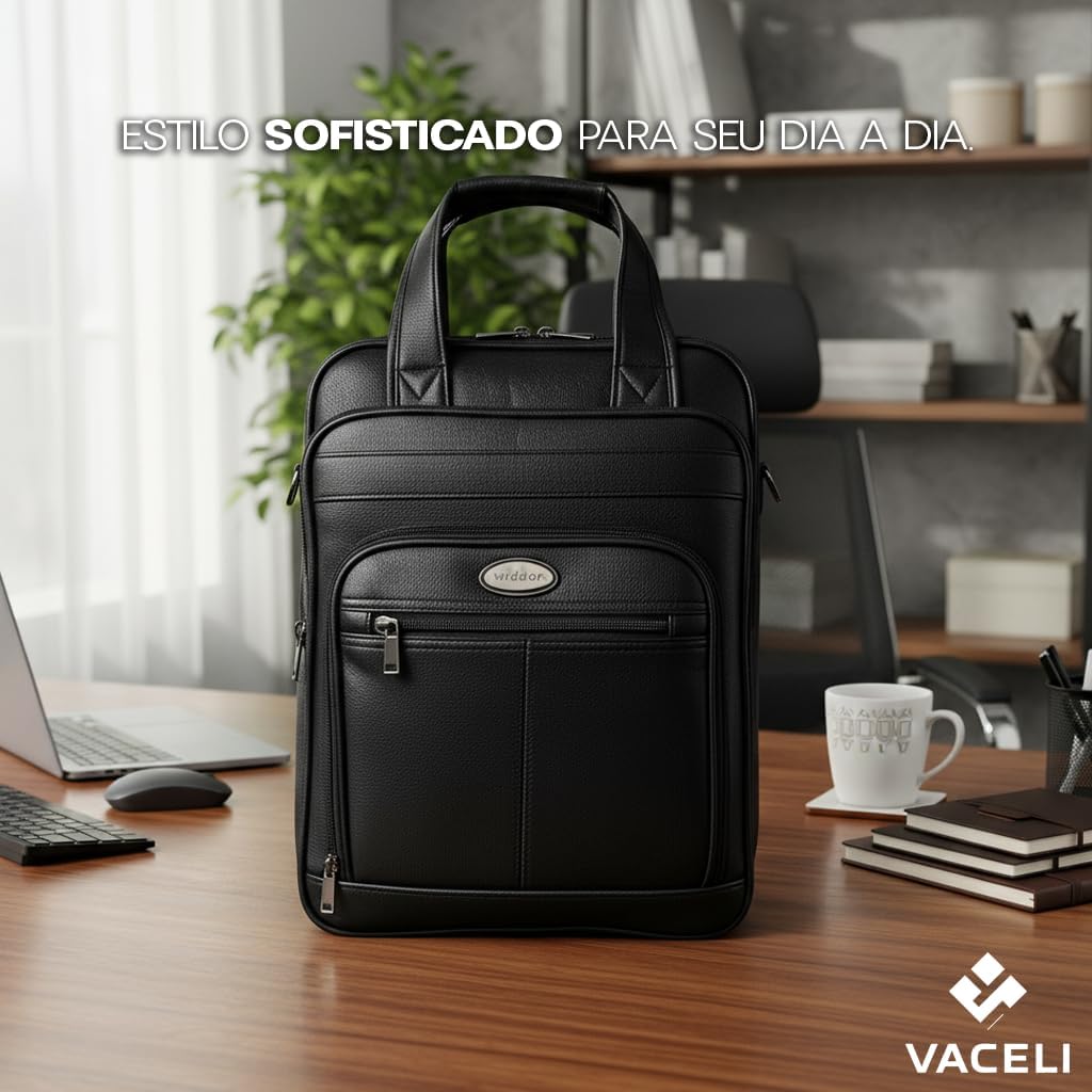 Mochila Couro Reforçada Executiva Grande Mochila para Notebook Trabalho Viagem Escola com Cabo de Aço Impermeável