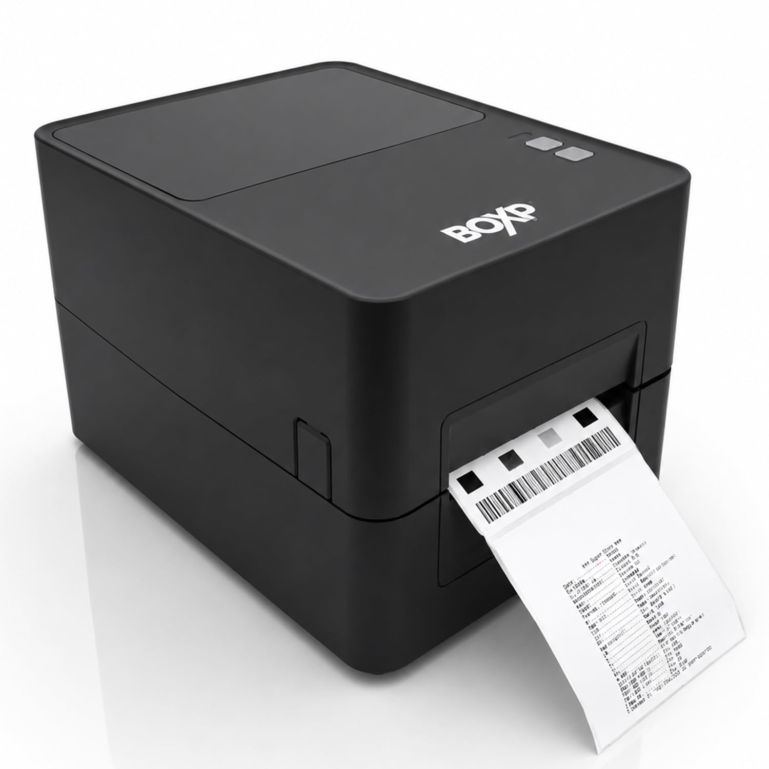 desktop barcode printer, 203 dpi thermal transfer label printer, usb ethernet connectivity, 6 ips printing speed, barcode label maker for warehouse retail shipping use, black