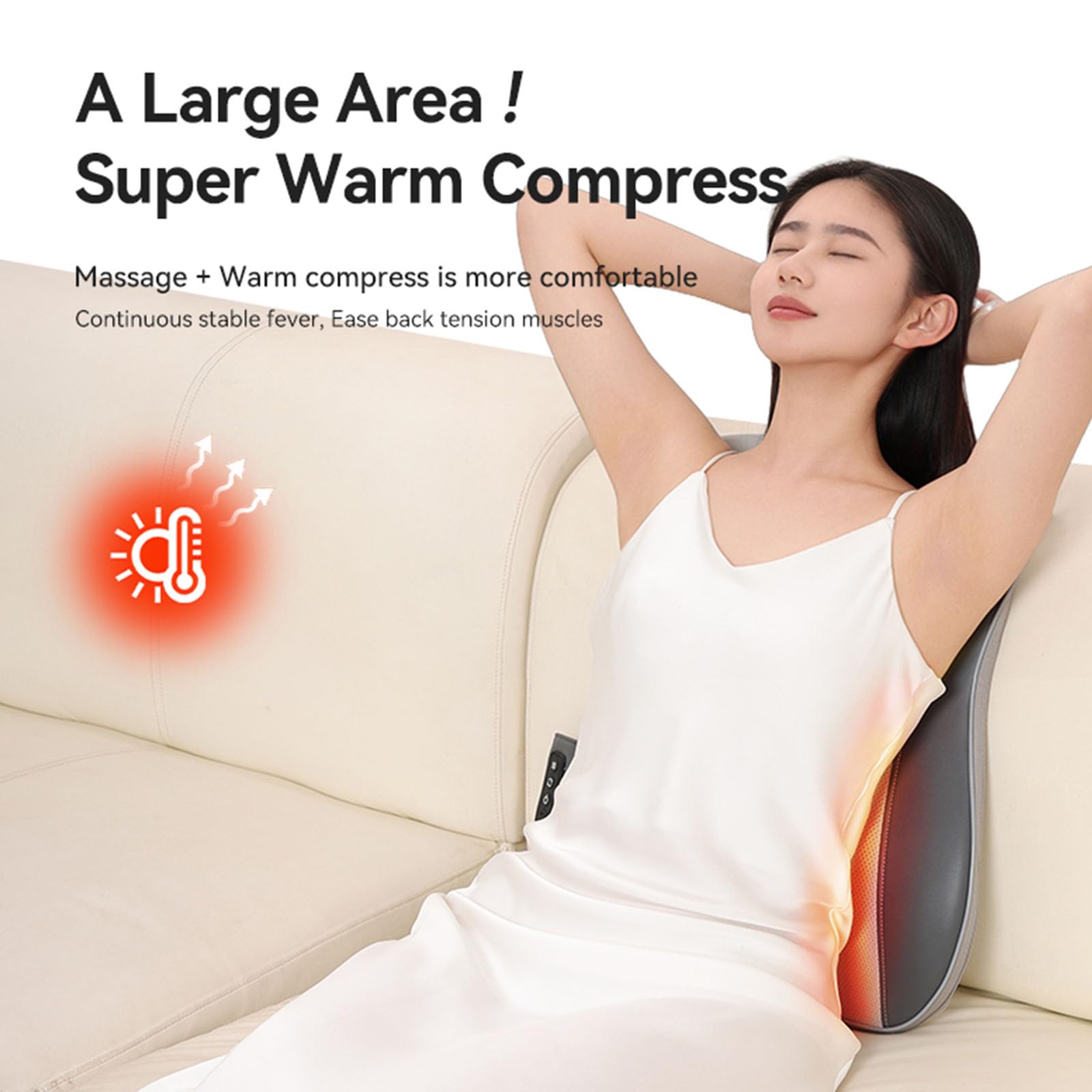 Yalsfowe Cordless Back Massager with Heat, Back Massager for Pain Relief Deep Tissue, Portable Massage Pillow for Shoulders, Waist, Legs, Chair Home Office, Gifts for Women Men