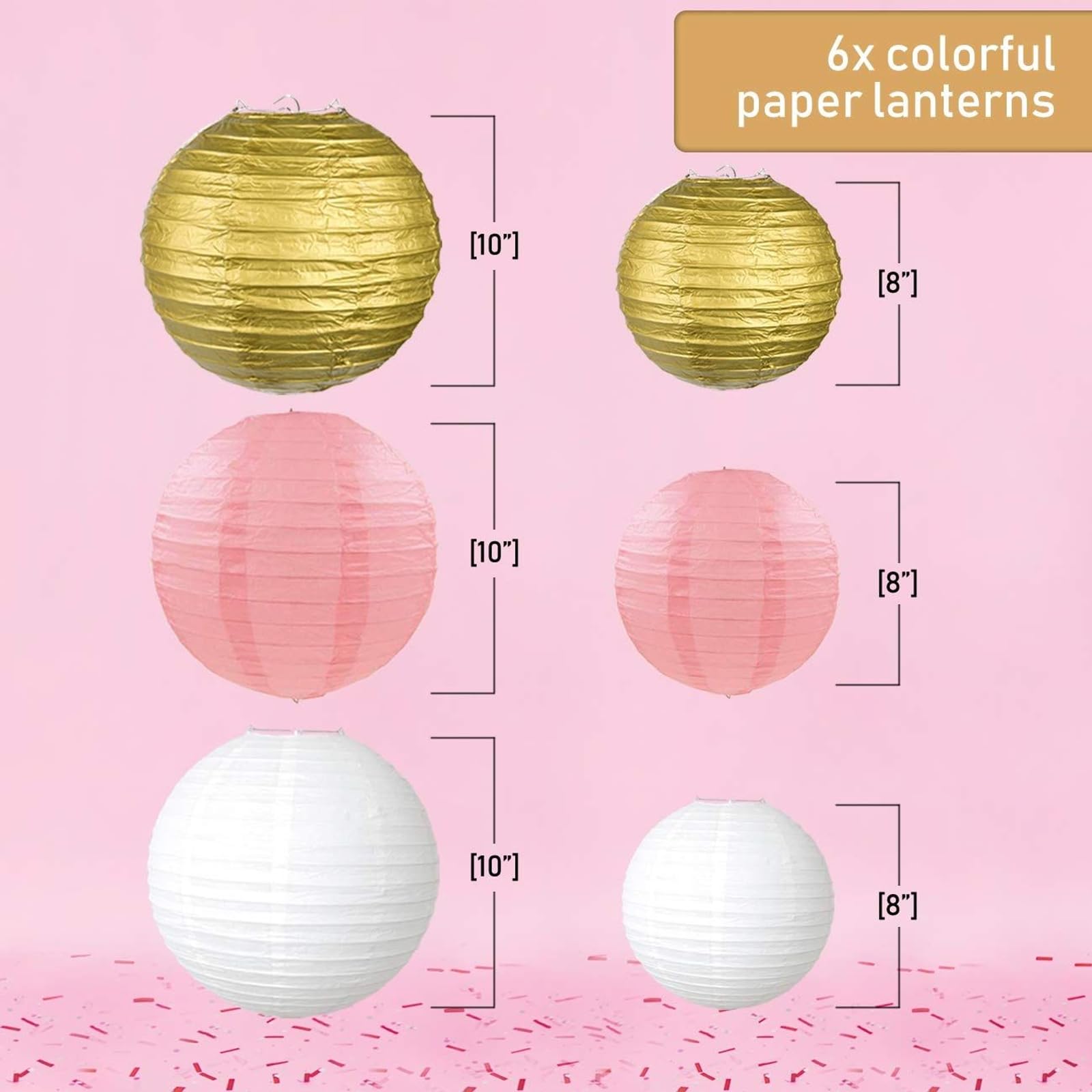 EPIQUEONE 62 Pc Party Supplies Kit - Pink and Gold Party Supplies - Elegant Party Decorations Birthday & Engagement Party Decorations & Unicorn Party Supplies Kit- Includes Balloons, Pom Pom, Lanterns